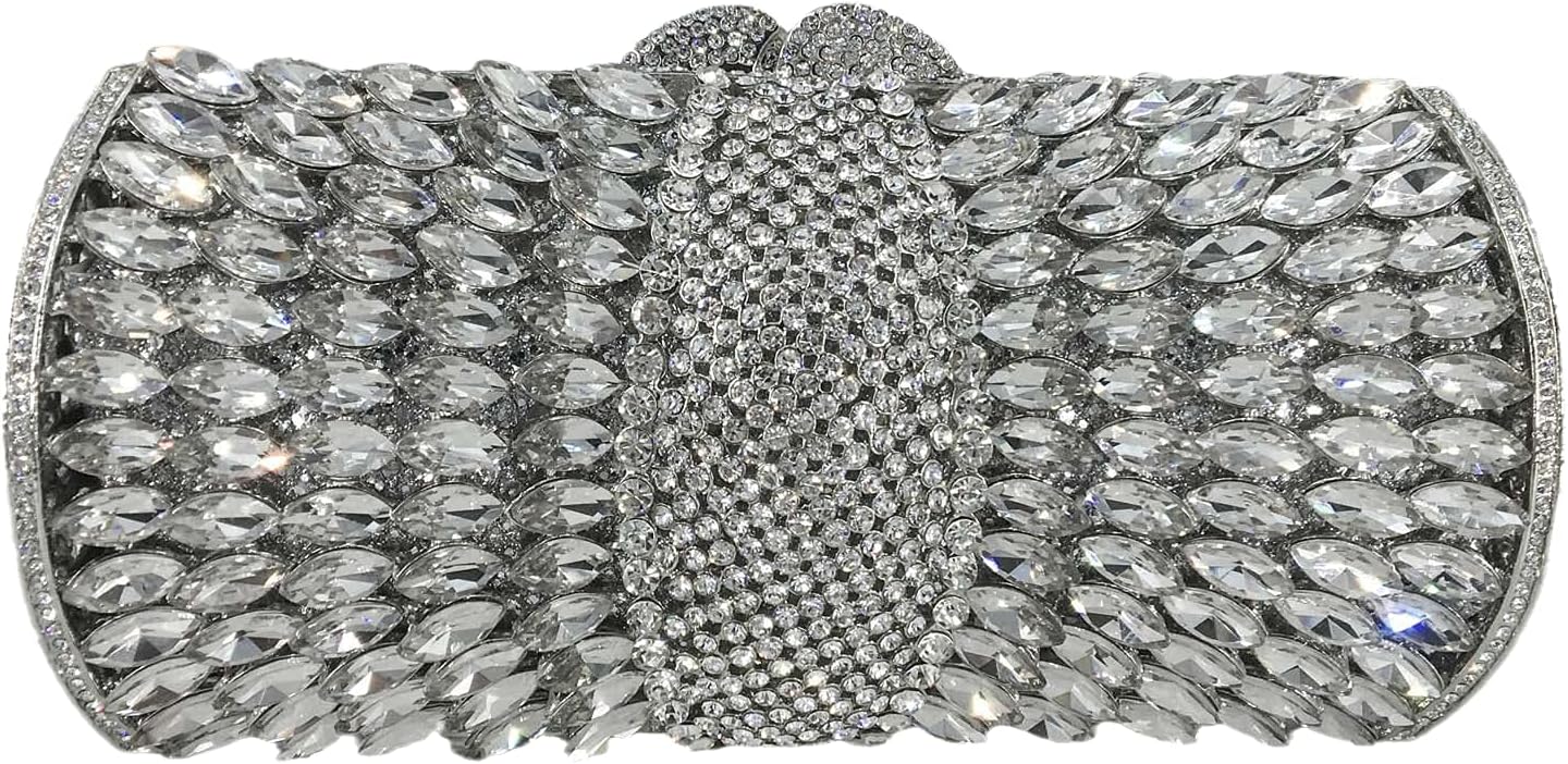 Boutique De FGG Sparkly Crystal Clutch Purse for Women Evening Bags with Spikes Wedding Party Rhinestone Clutch Handbag,Mini