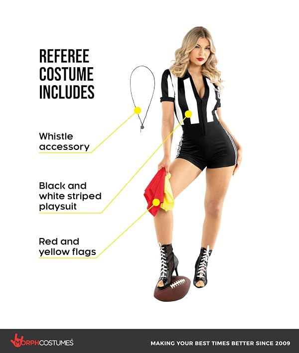 Morph Referee Costume Women, Referee Costume, Football Player Costumes, Ref Outfit, Halloween Costumes for Women, Large by Morph - Used condition - Image 2