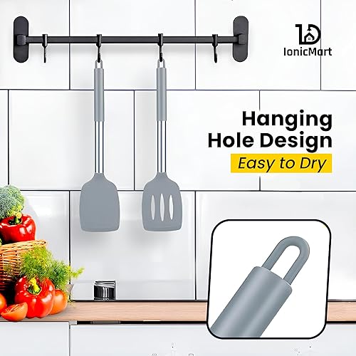 Miniatura 6 de Paquete de 2 espátulas de silicona para uso en la cocina- Juego de utensilios de cocina no tóxicos, espátula de silicona resistente al calor para