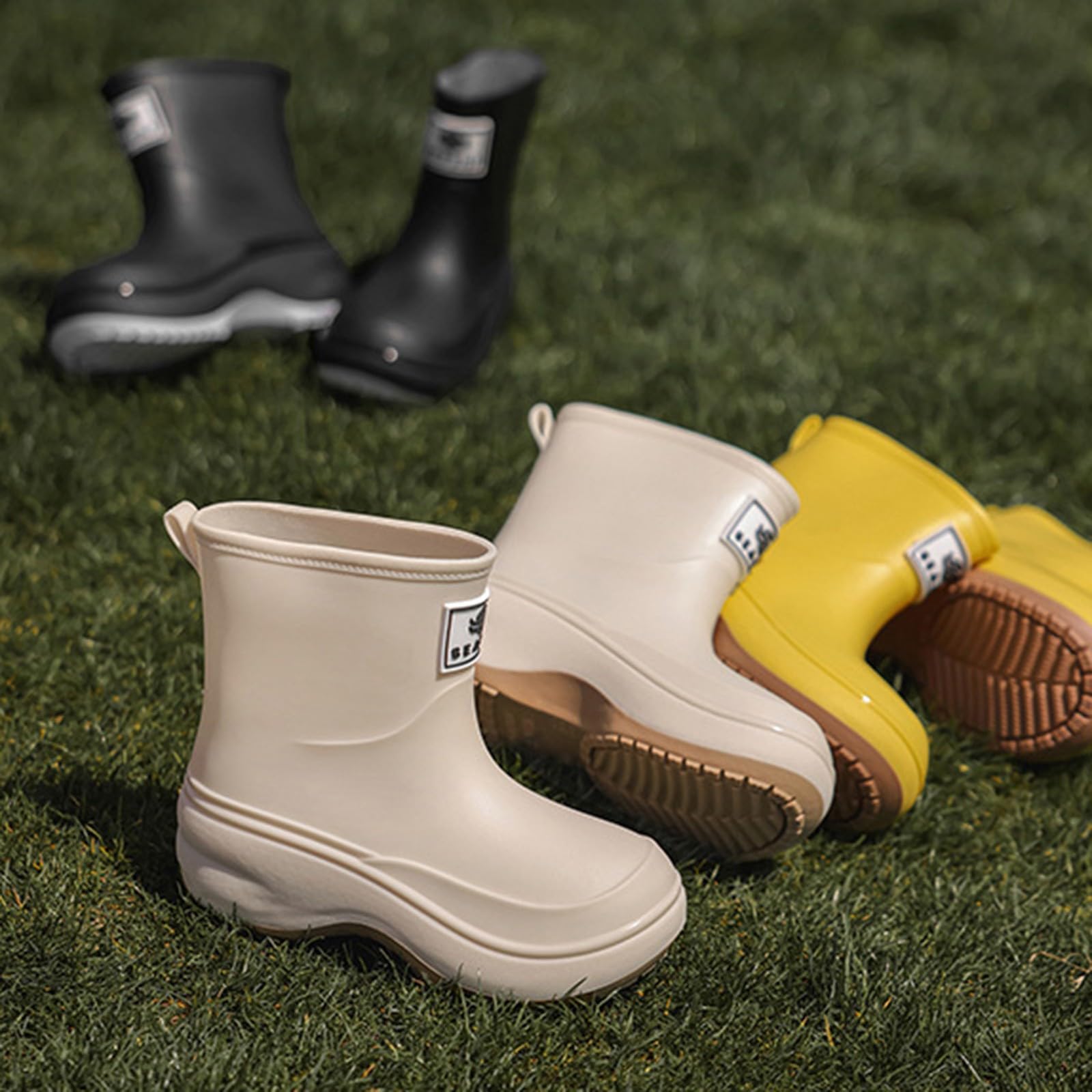 Botas de goma para mujer, botas de lluvia impermeables, botines de goma, botas de goma para exteriores, botas de goma para exteriores, botas de jardín, botas cortas de lluvia antideslizantes, botas de