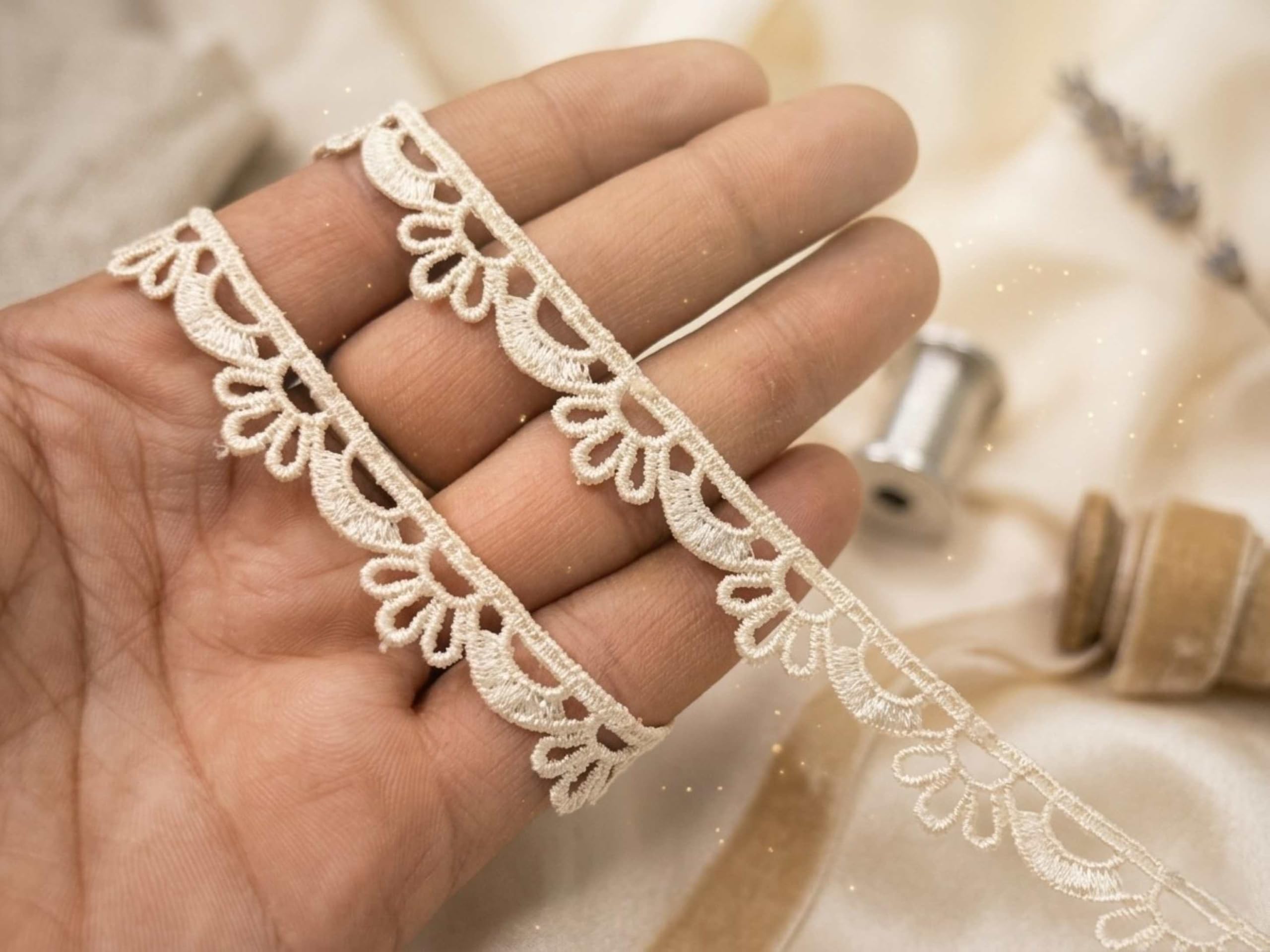 Strala Off- White Color lace and Borders for Dresses, Sarees, Lehenga, Suits, Bags, Decorations, Borders, Crafts and Home Décor,Blouse (9 mtr) Design-1079-picture-10
