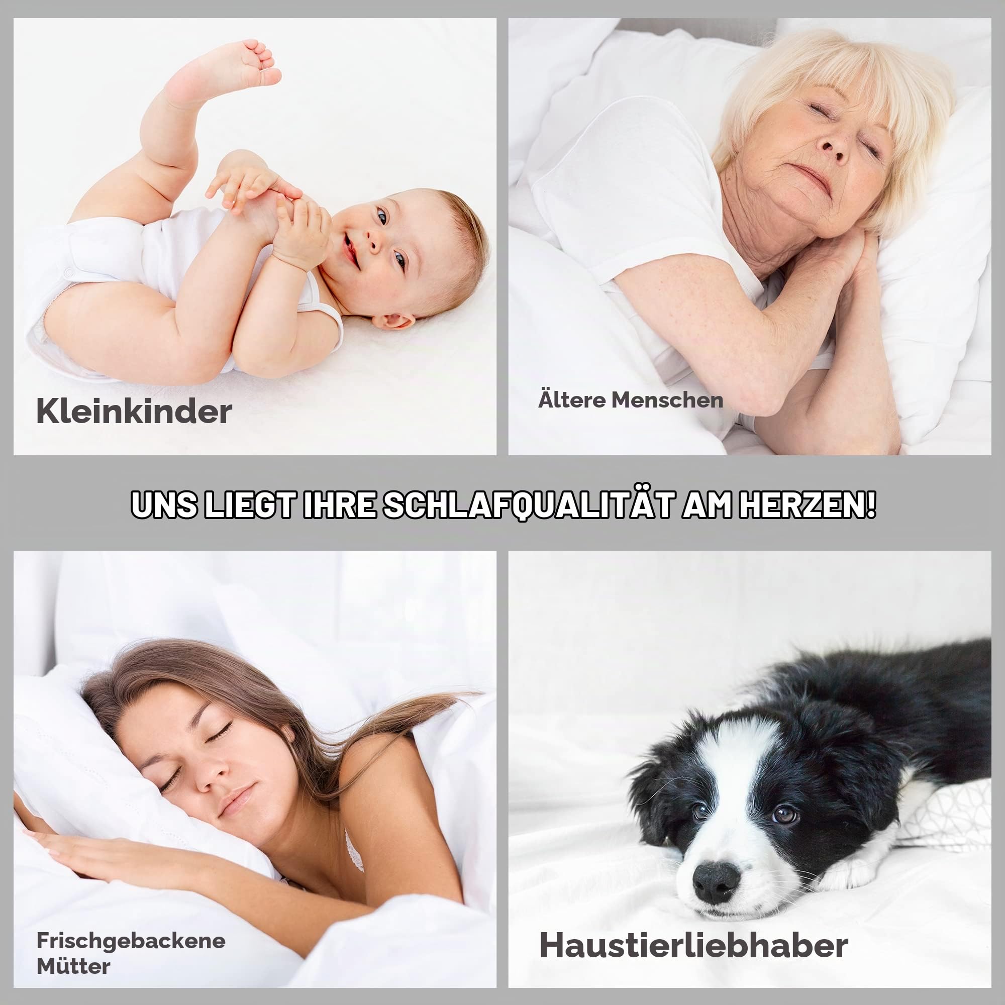 Sonive Matratzenschoner 180x200 Wasserdicht, Atmungsaktive Matratzenauflage | Matratzenschutz mit 30cm Tiefen Taschen Mattress Topper 180x200+30 cm, Grau