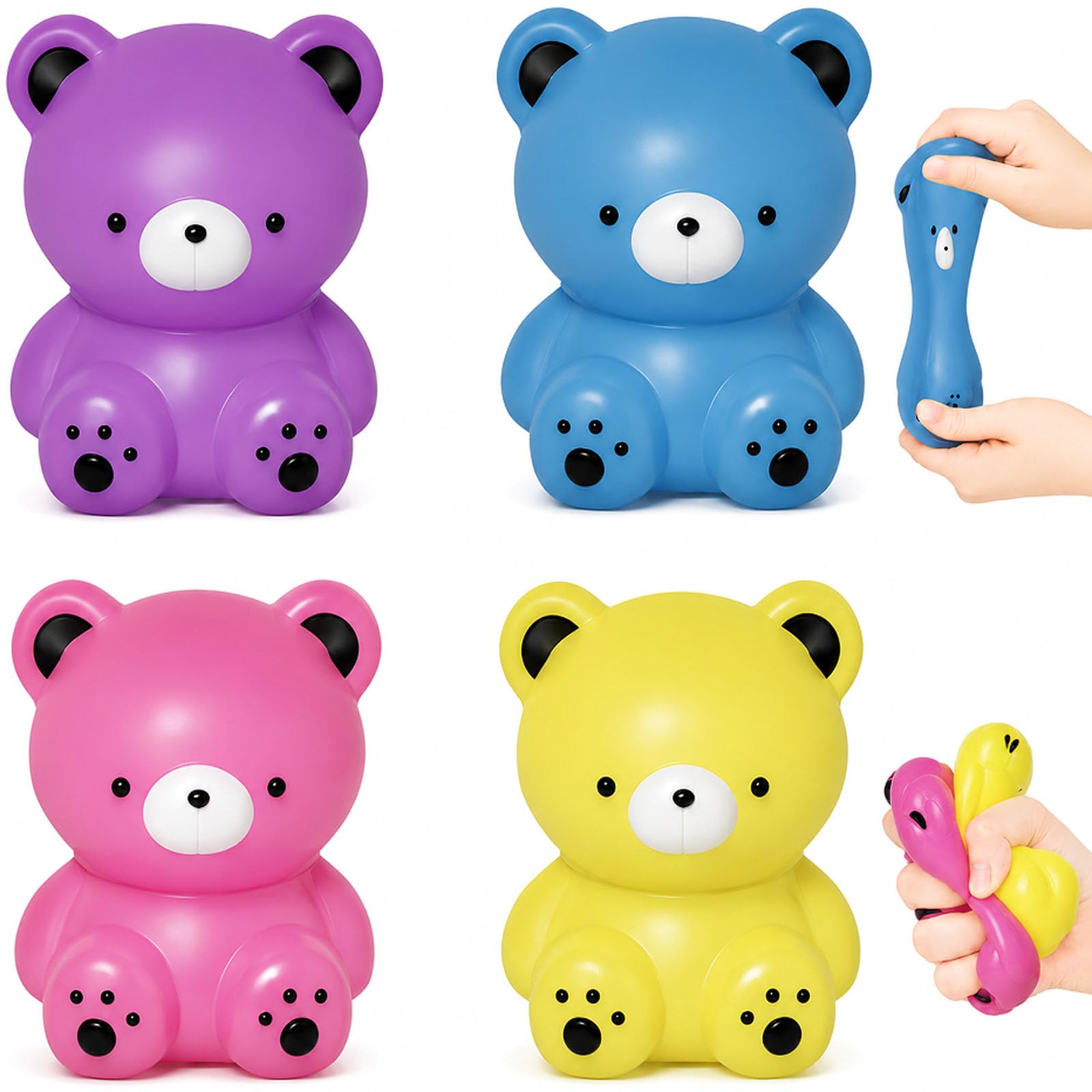 Squishy Fidget Toys, 4Pcs Bear Textured Squishy Stress Balls — image 1