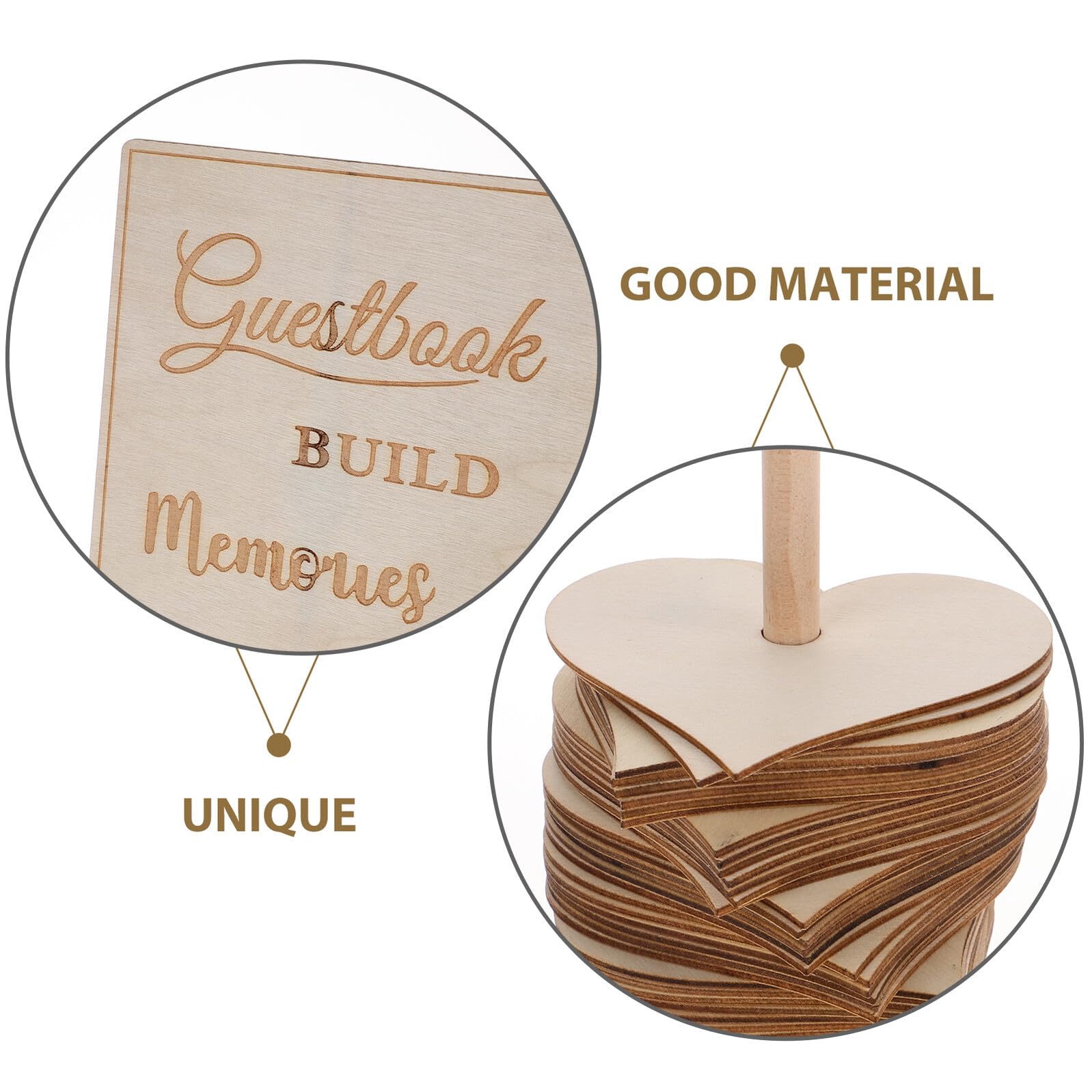 TOYANDONA Libro de Firmas para Bodas Madera en Forma de Corazón Decoración para Recepción de Boda Boho Accesorio Decorativo Versátil Detalle Personalizado para Invitados