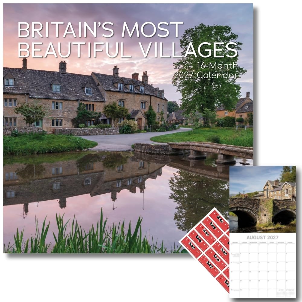 TGSC | Britain's Most Beautiful Villages 2027 Calendar with Planner Stickers, 16-Month Square Wall Calendar (Sept 2026 to Dec 2027), Village Photography, Home and Office Organiser, 30 x 30 cm