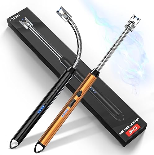 Miniatura 9 de KTEBO Paquete de encendedor eléctrico recargable, encendedor largo USB para uso de arco de plasma para encender vela, encendedor de arco resistente