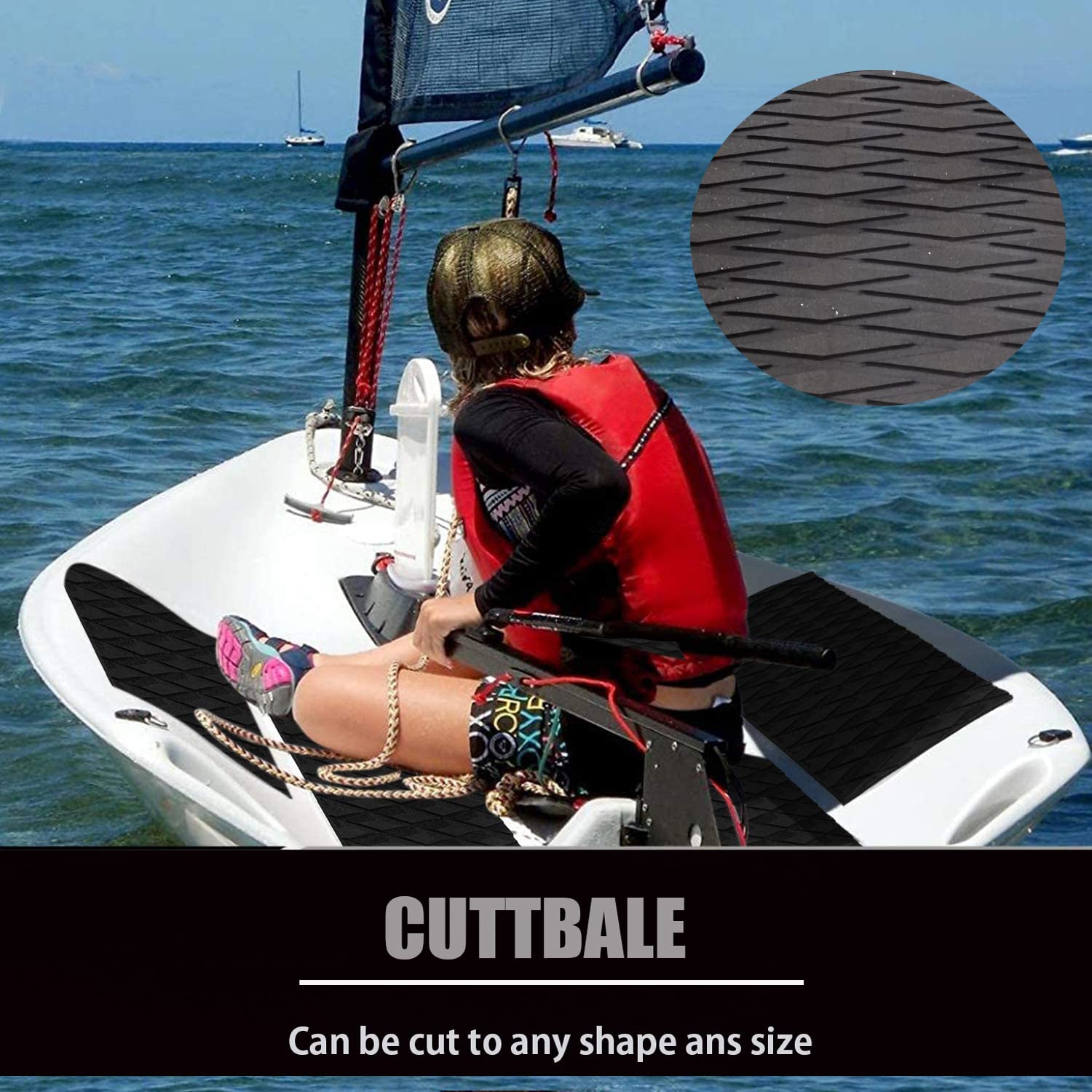 DIY Traktion mit rutschfestem Griff Matte Pad (23x90cm) Vielseitig & Trimmable EVA Blatt Pad für SUP, Surfen, SUP, Skimboards Standup & More (2 Stück Schwarz)