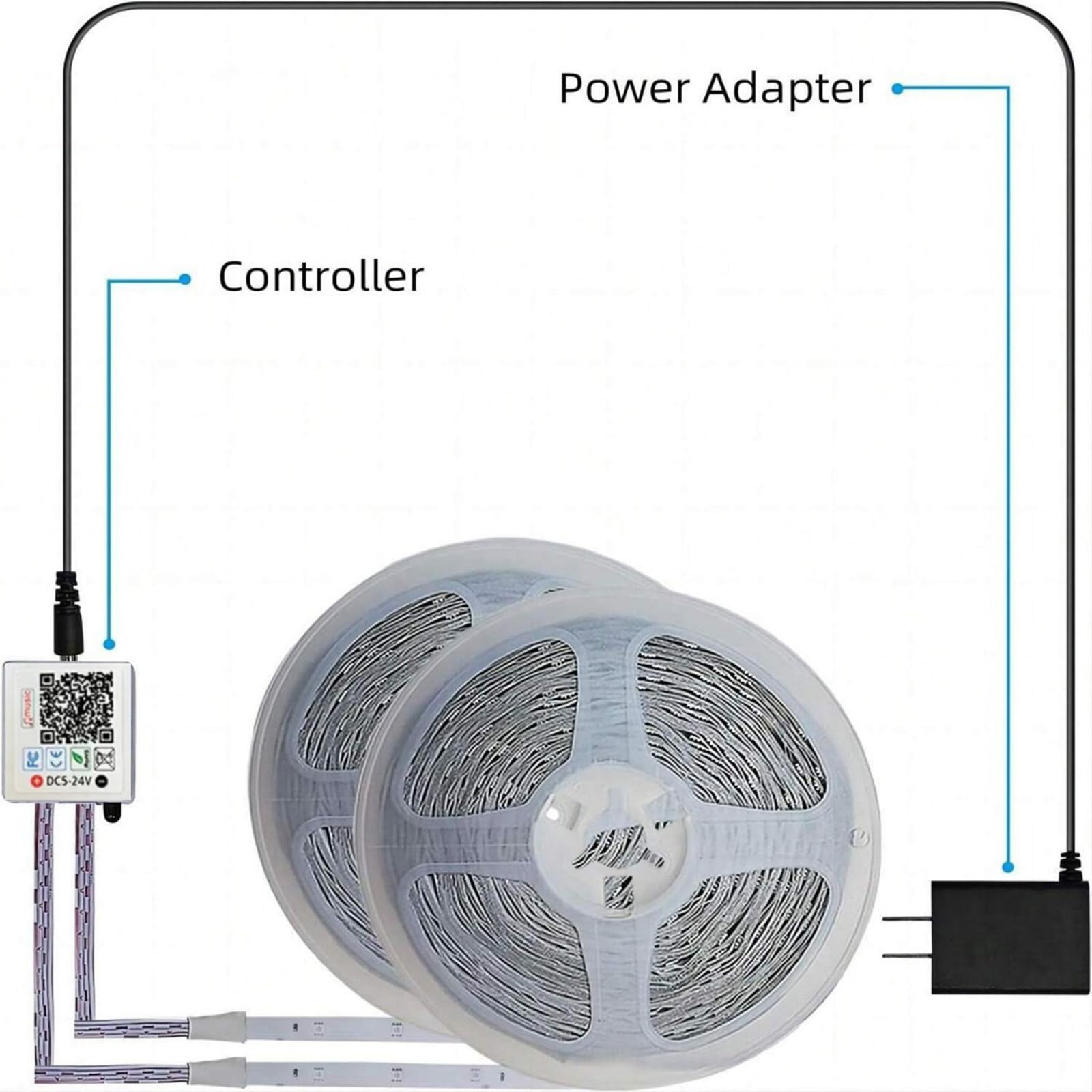 Tira de luz LED, tira de luz LED de ambiente autoadhesiva, tira de luz LED cortable con control remoto de aplicación inteligente para decoración de habitaciones,25M