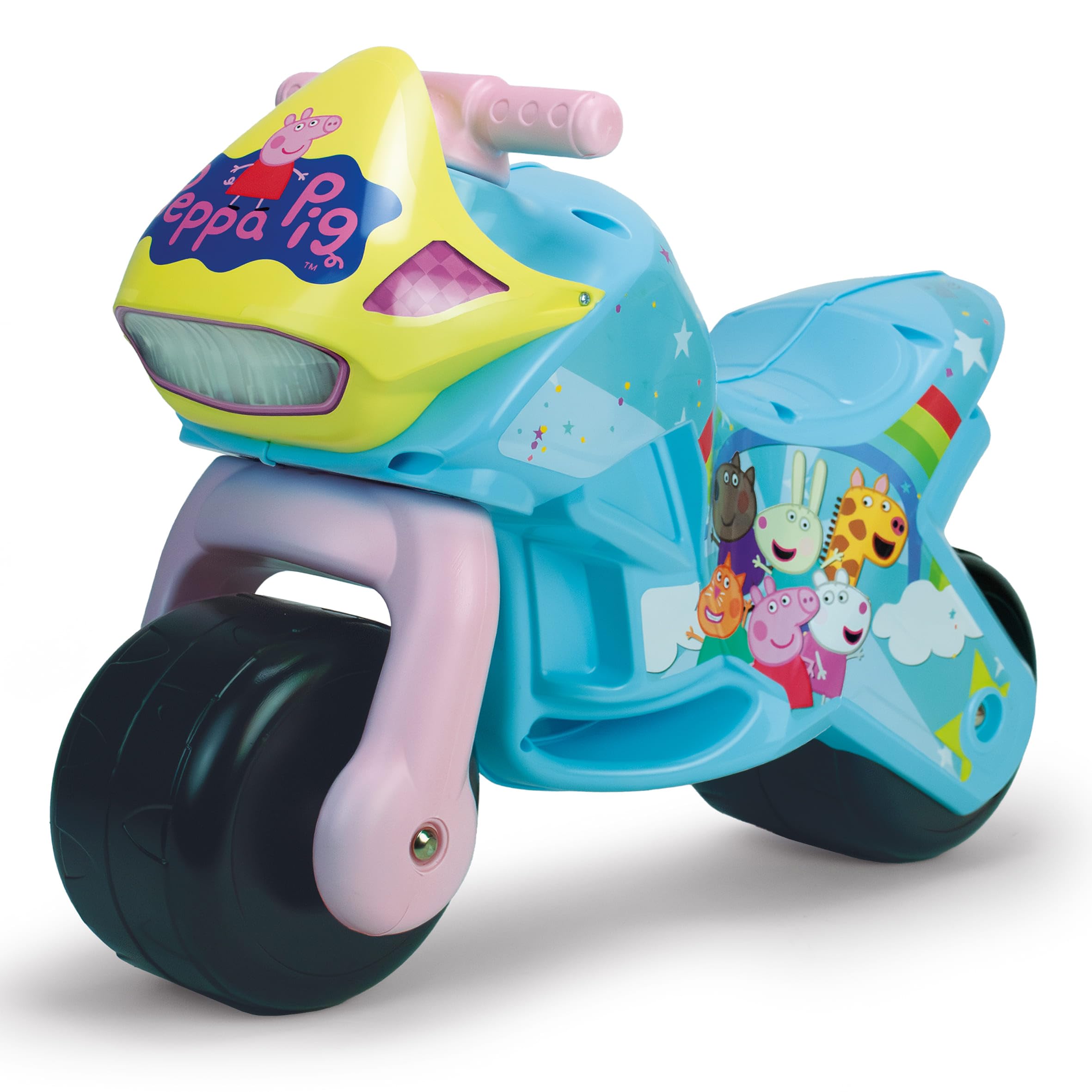 Jeździk dla dzieci 1-3 lata - Motocykl do biegania dla niemowląt Twin Dessert Peppa Pig - Moto Zabawka dla dziewczynek i chłopców - Szerokie koła - Stabilny Lekki Ergonomiczny - INJUSA