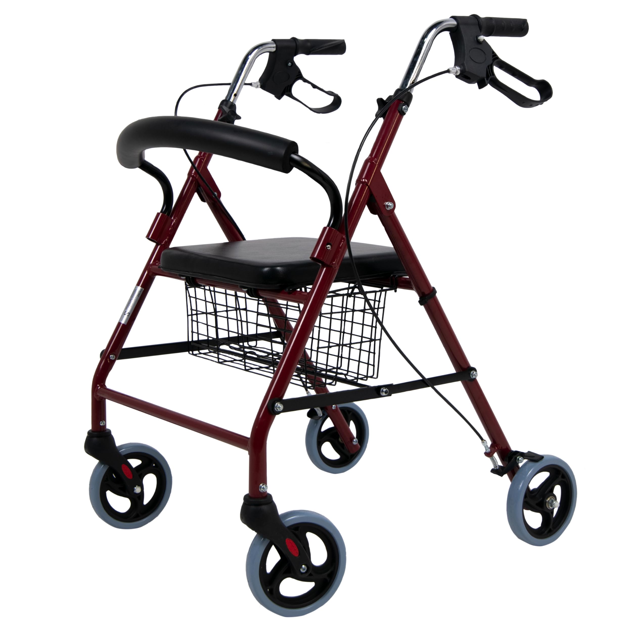 Sanitec - Andador Rollator con Frenos en Empuñadura | Andador para Ancianos Plegable | Andadores Adultos con Estructura de Aluminio Ligero | Andador con Asiento y Cesta | Andadores para Ancianos