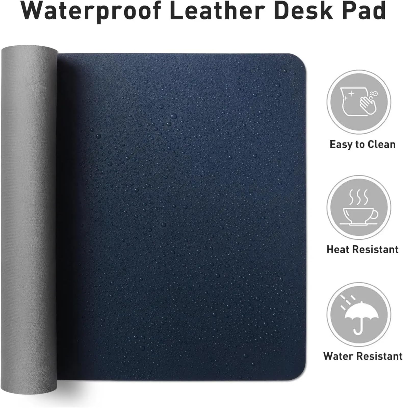 Schreibtischunterlage, Schreibtischunterlage fürs Büro, großes Mauspad, wasserdicht, rutschfest, PU-Leder, Schreibtischunterlage for Büro und Zuhause Für Büro und Zuhause(Black,100X50 cm)