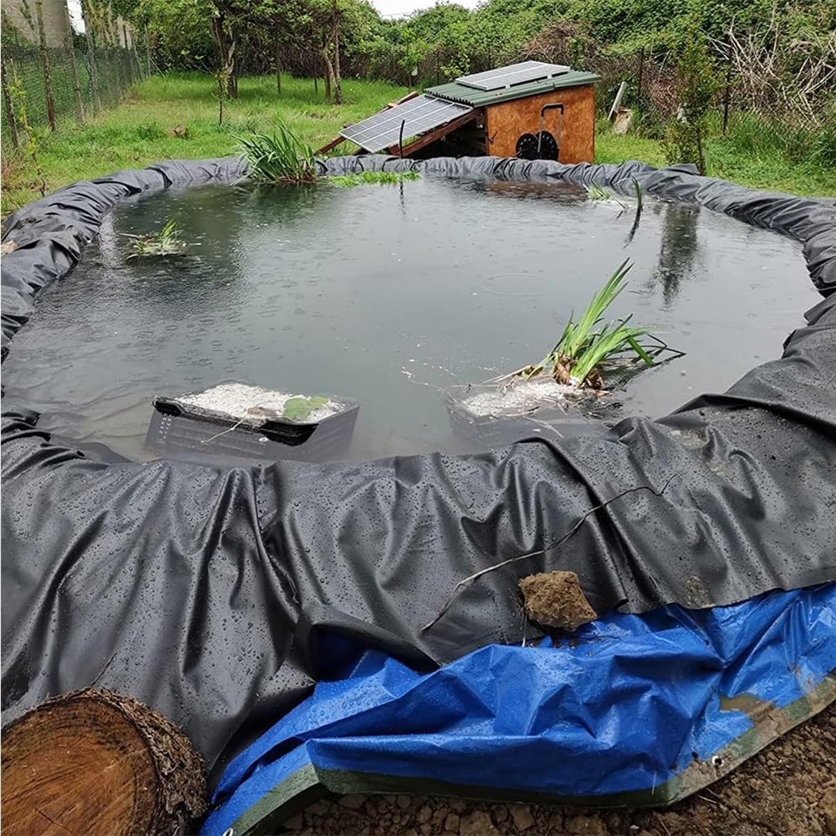 Rivestimento per stagno resistente per piscine Koi, rivestimento in gomma impermeabile per fontane e stagni, rivestimento da giardino a prova di umidità (dimensioni: da 3 x 1 m a 10 x 6 m)