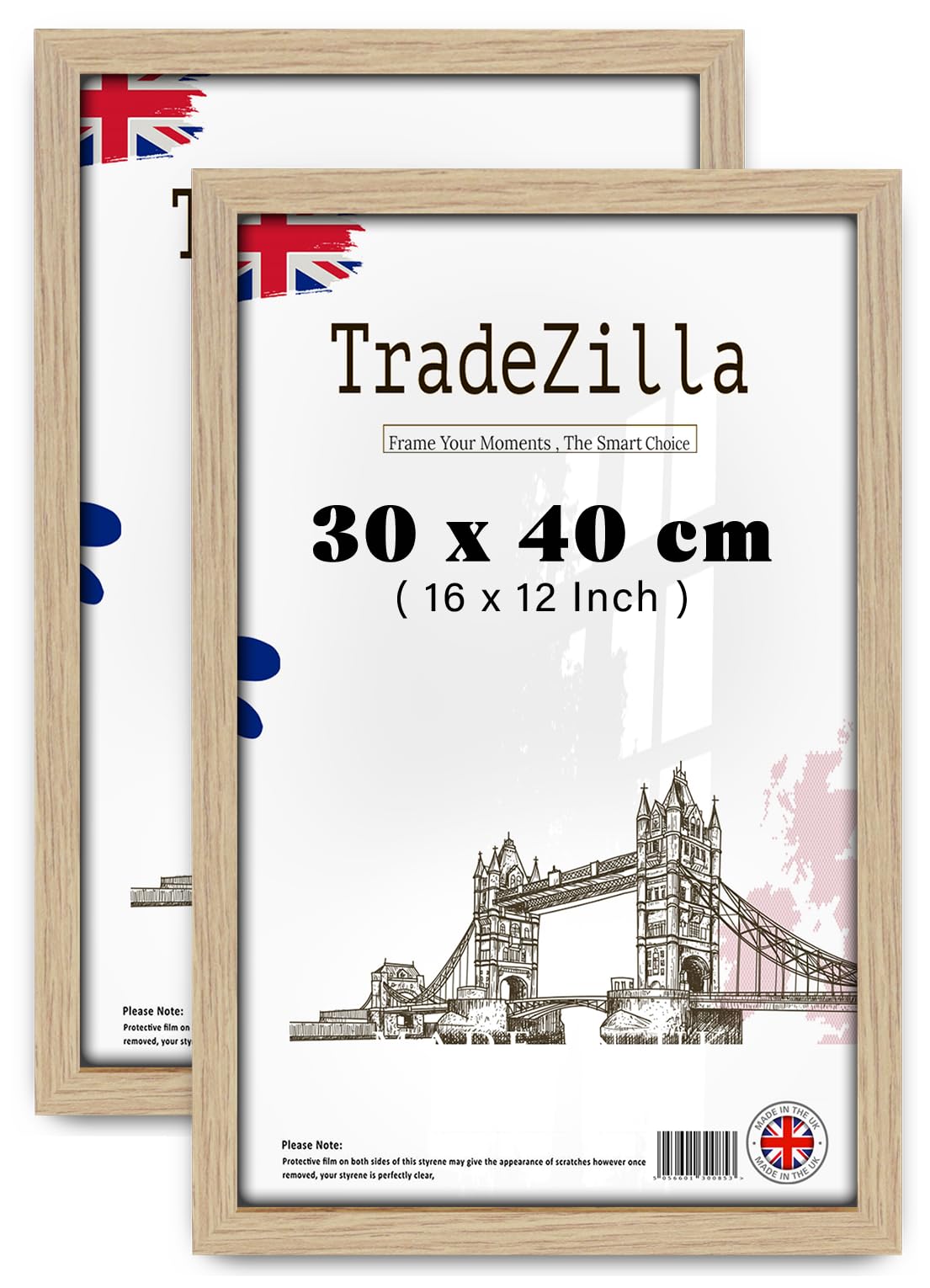 Tradezilla Oak Pack Of 2 Wood Finish Poster Frame (30 X 40 Cm) Portraits & Landscape Display, Premium Mdf Frame With Stylish Wood Texture, Home Décor [ ]
