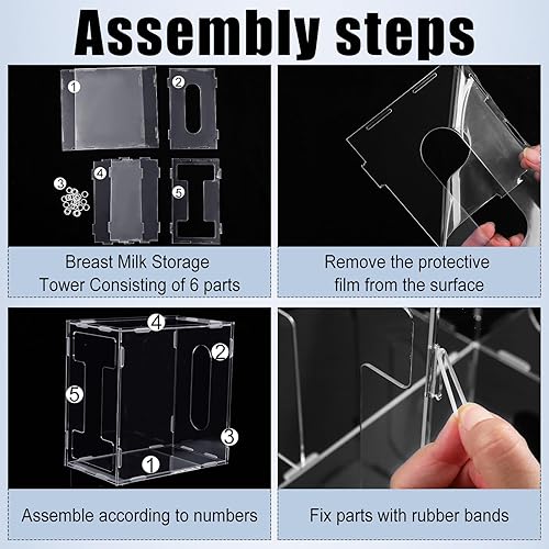 Miniatura 4 de Torre de almacenamiento de leche materna, 4 unidades, organizador de almacenamiento para congelador de leche materna, bolsas transparentes de