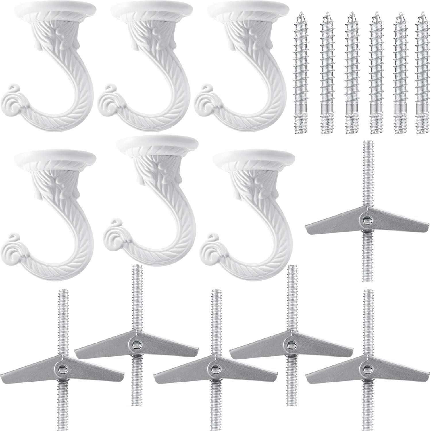 Hotop 6 Pcs Swag Ceiling Hooks, Heavy Duty Ceiling Hooks, Large, White image 2
