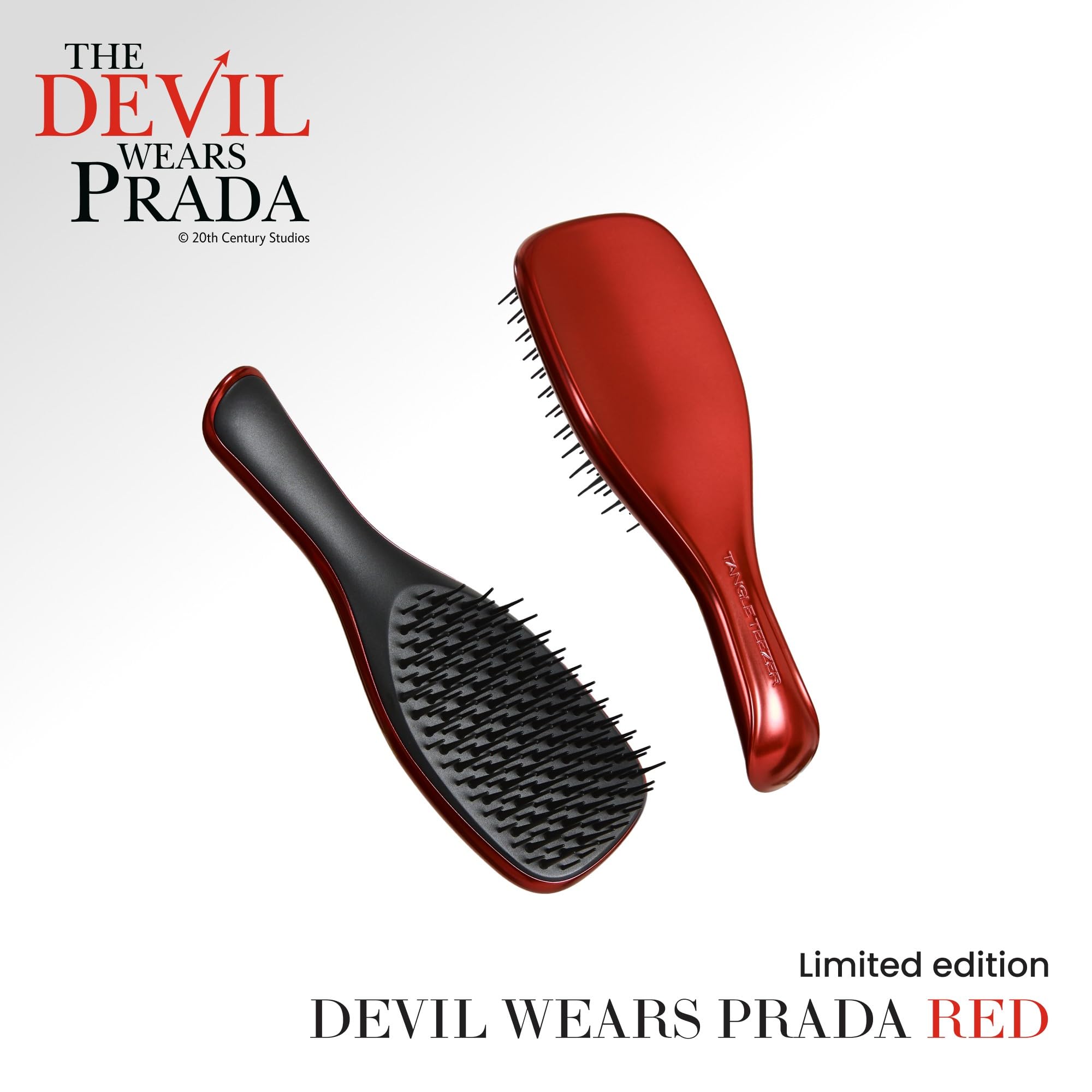 Tangle Teezer Devil Wears Prada The Ultimate Detangle, Rozczesuje Włosy, Zęby o Dwóch Długościach Ograniczają Łamanie, Edycja Limitowana z Czerwonym Metalicznym Wykończeniem