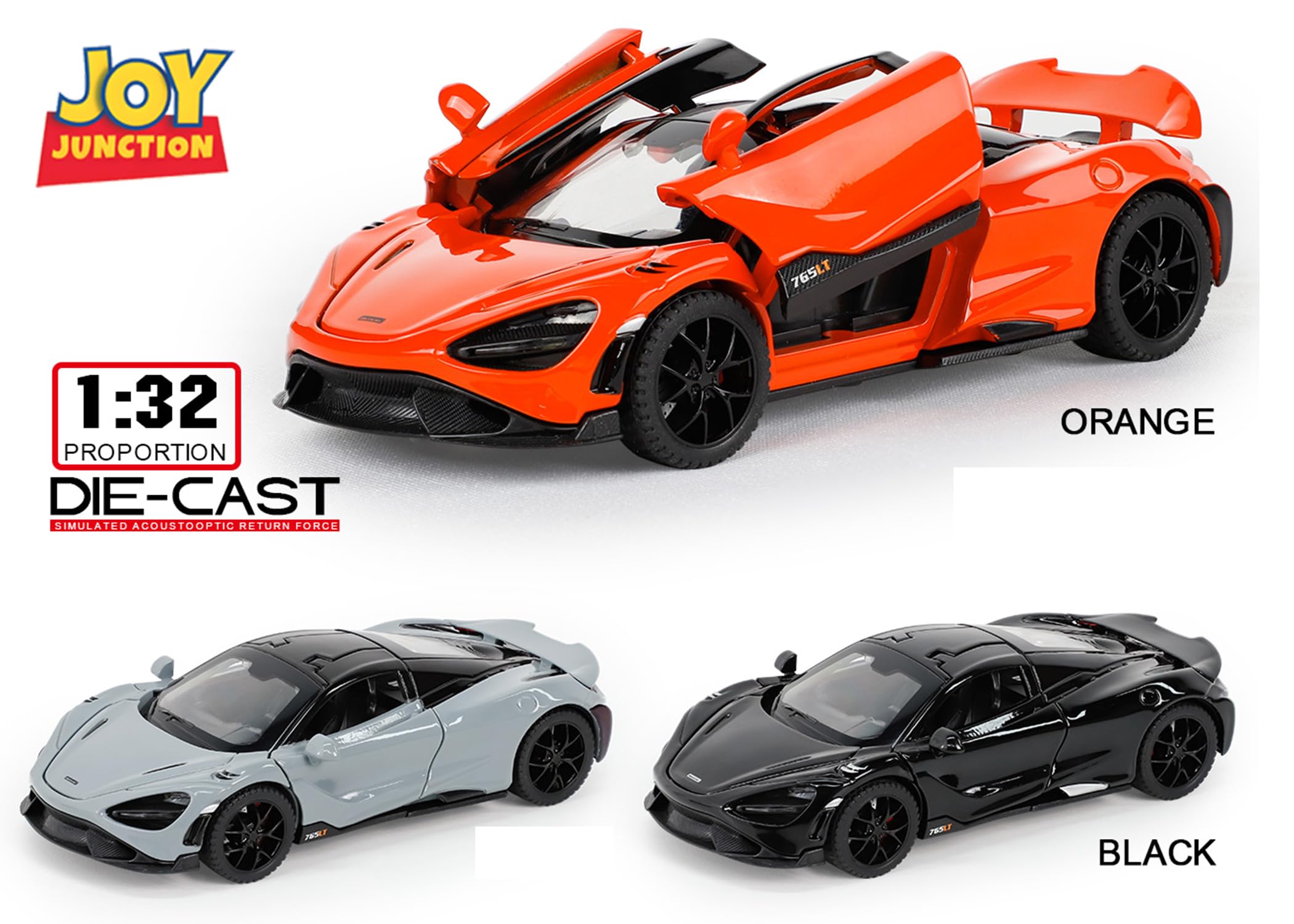 JOY JUNCTION McLaran 765LT Toy Car 1:32 Scale – Die-cast Metal