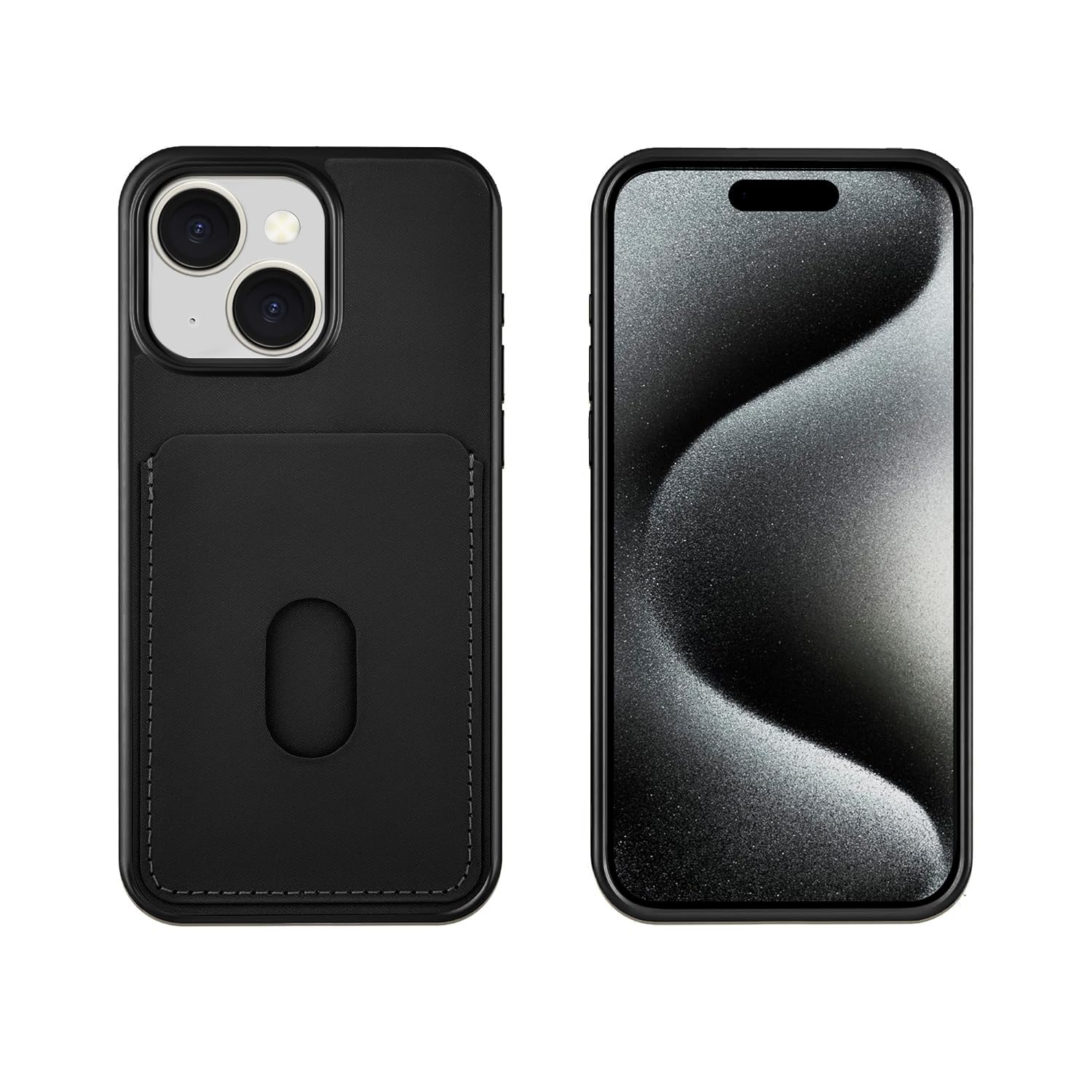 amazon basics Velvet Finish PU Leather Wallet Case for iPhone 15 (Black)