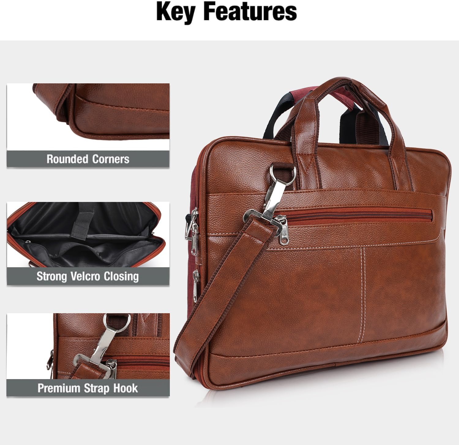Messenger Bag, Laptop Bag for Men, PU Leather Expandable Office Bag for Men