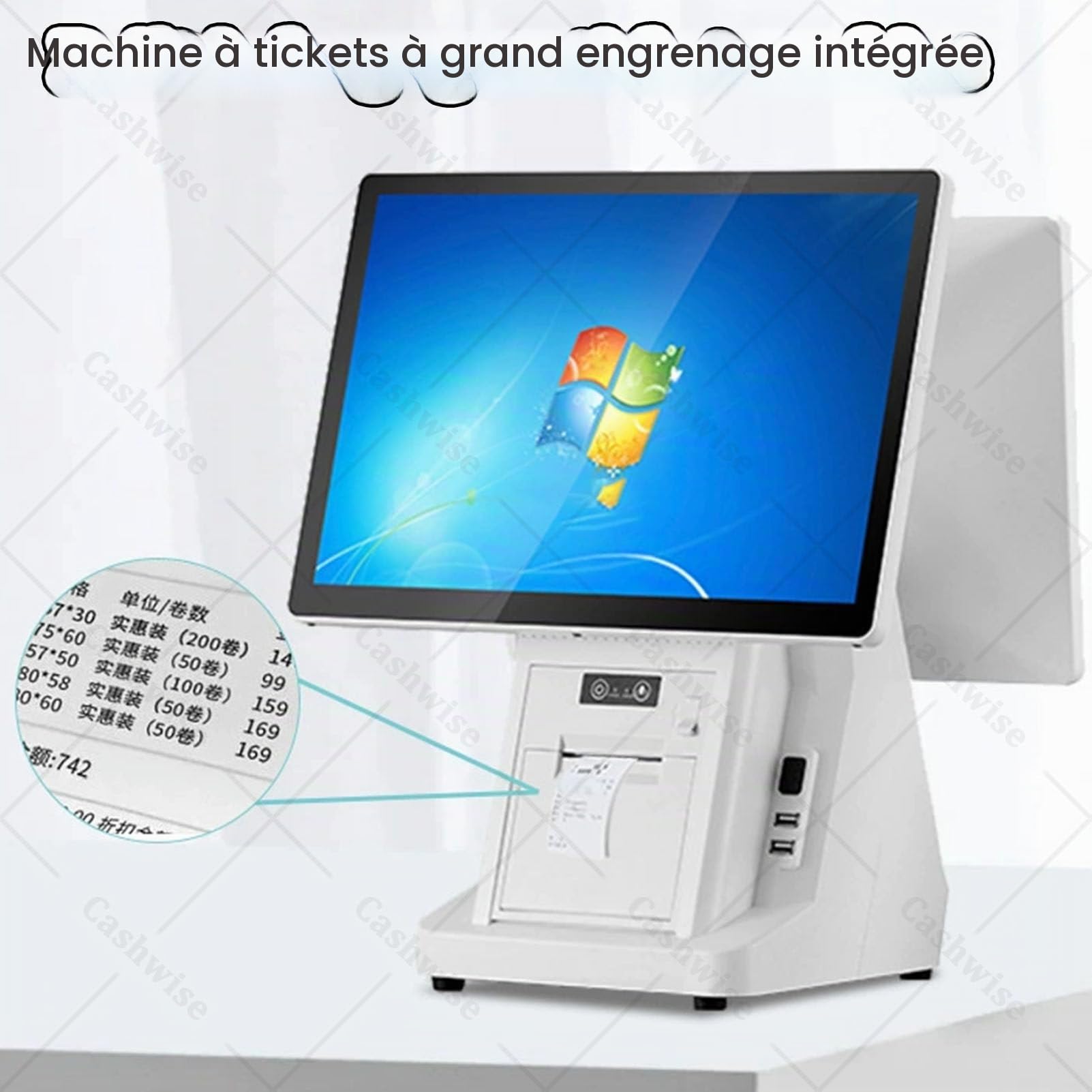 Caisse enregistreuse à Double écran Tactile, Caisse enregistreuse Intelligente Tout-en-Un, Double écran Tactile de 15,6 Pouces, pour Le Commerce de détail, la Restauration 4G64G-80mm