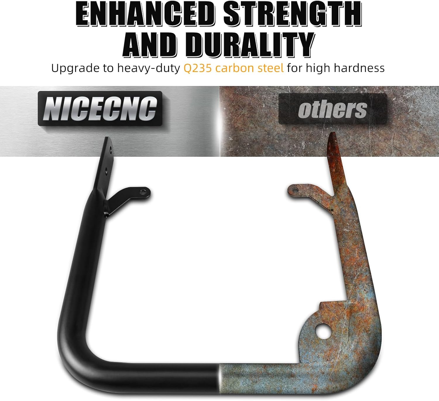 NICECNC Rear Grab Bar Bumper Carbon Steel Compatible with Yamaha YFZ450R 2009-2023, YFZ450R SE 2009-2019 2020 2021 2022 2023, YFZ450X 2010-2011 Black