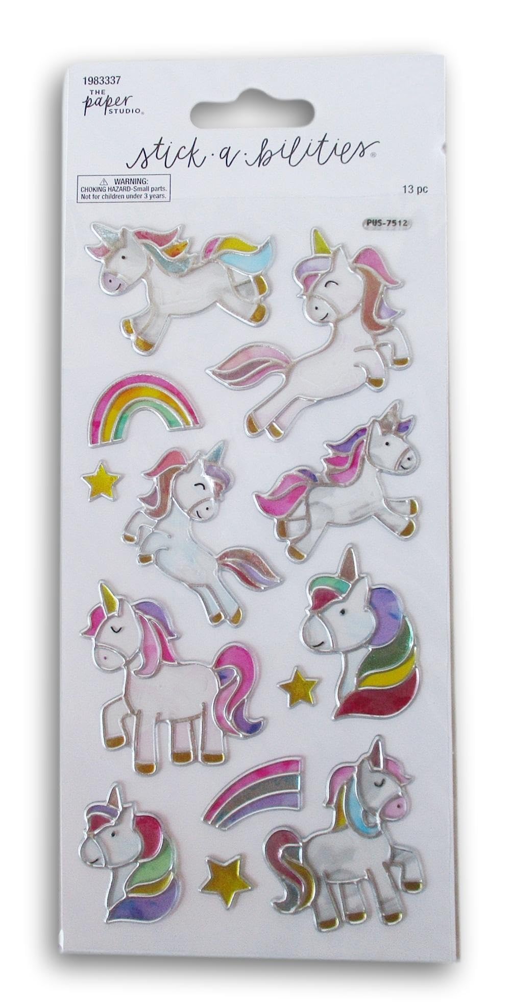 Transluscent Unicorn Dimensional Stickers for Crafts, Cardmaking, Scrapbooks & More – 13 Pc