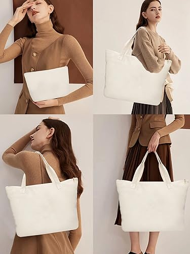 Miniatura 5 de Bolsa de lona personalizada con inicial con cremallera, bolsa de regalo con bolsillo interior y bolsa de maquillaje, gran regalo para mujeres, mamá,