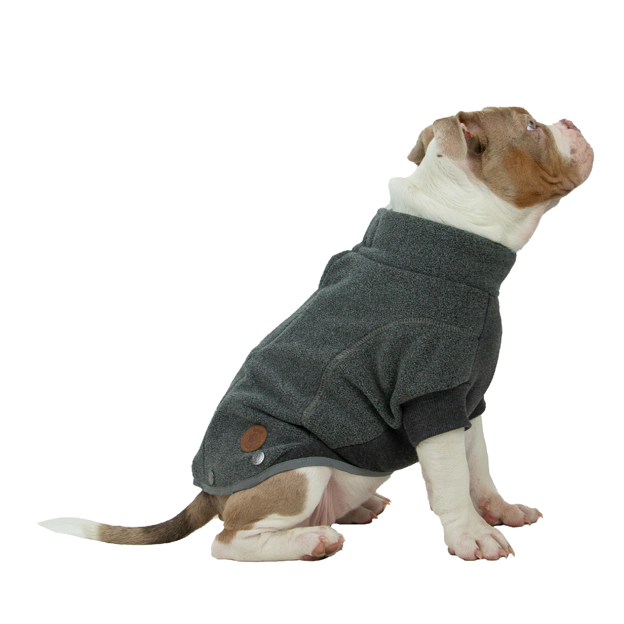 Ancol Dog Polar Fleece in Grey, Snug Fit Pet Jumper with Hook and Loop Tab, Ribbed Sleeves and Chest
