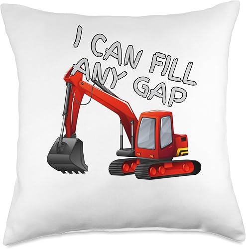 Excavator Joke gifts Excavator - Almohada de relleno de huecos para máquina pesada, 18 x 18, multicolor