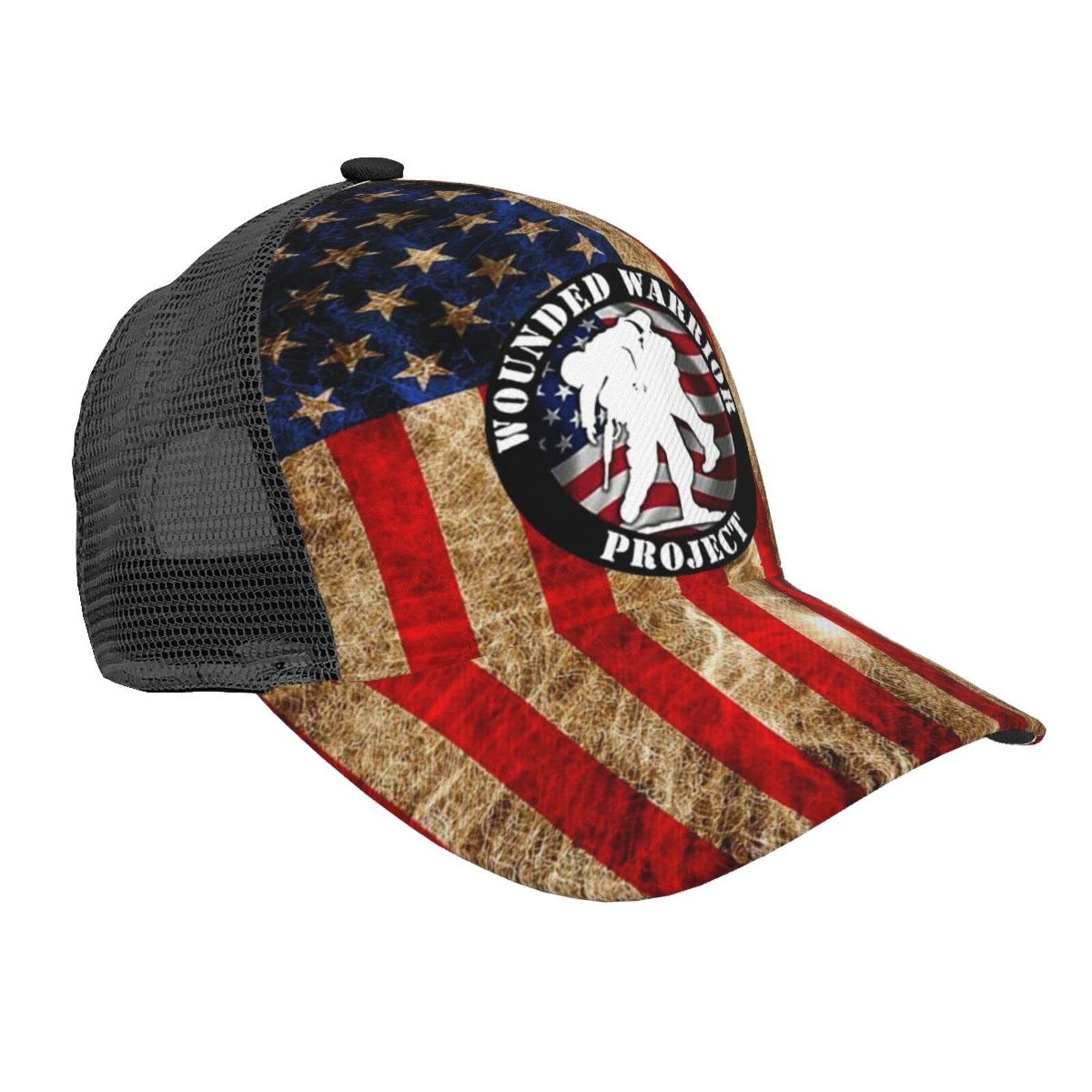 WANGLONGUs-Wounded-Warrior-Project Unisex Baseball Cap Mesh Trucker Cap Sun Caps Adjustable Dad Hat Plain Sun Cap Black-2