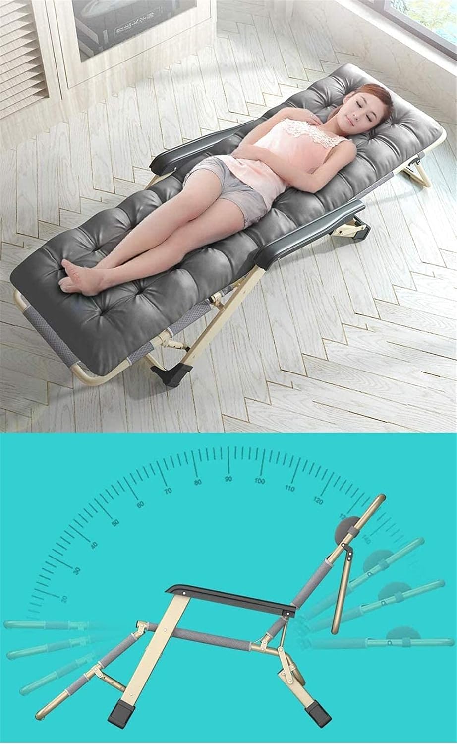 JATIBOSH Reclining Chair Folding Zero Gravity Lounge Chair Oversize XL, Deck Chairs Cotton Cushion for Garden Outdoor Patio Sun Loungers Bed Recliner Loading up to 300kg with Head Pillow