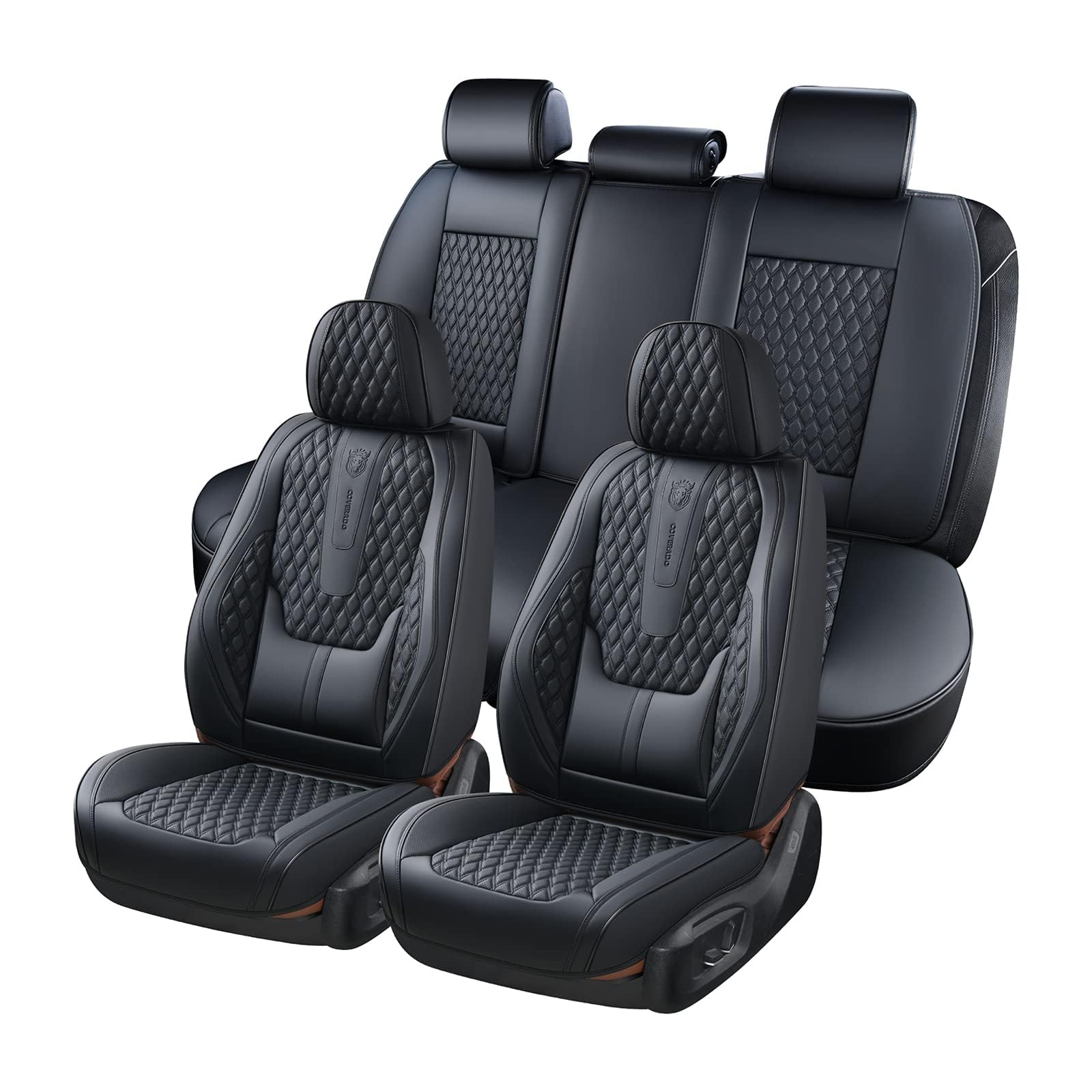 Coverado Coprisedili Auto Universale Protezione Sedile Auto Copertura, PU Pelle Impermeabili Copertura del Sedile Fit per limousine SUV Pick-up Truck B8839 Seat