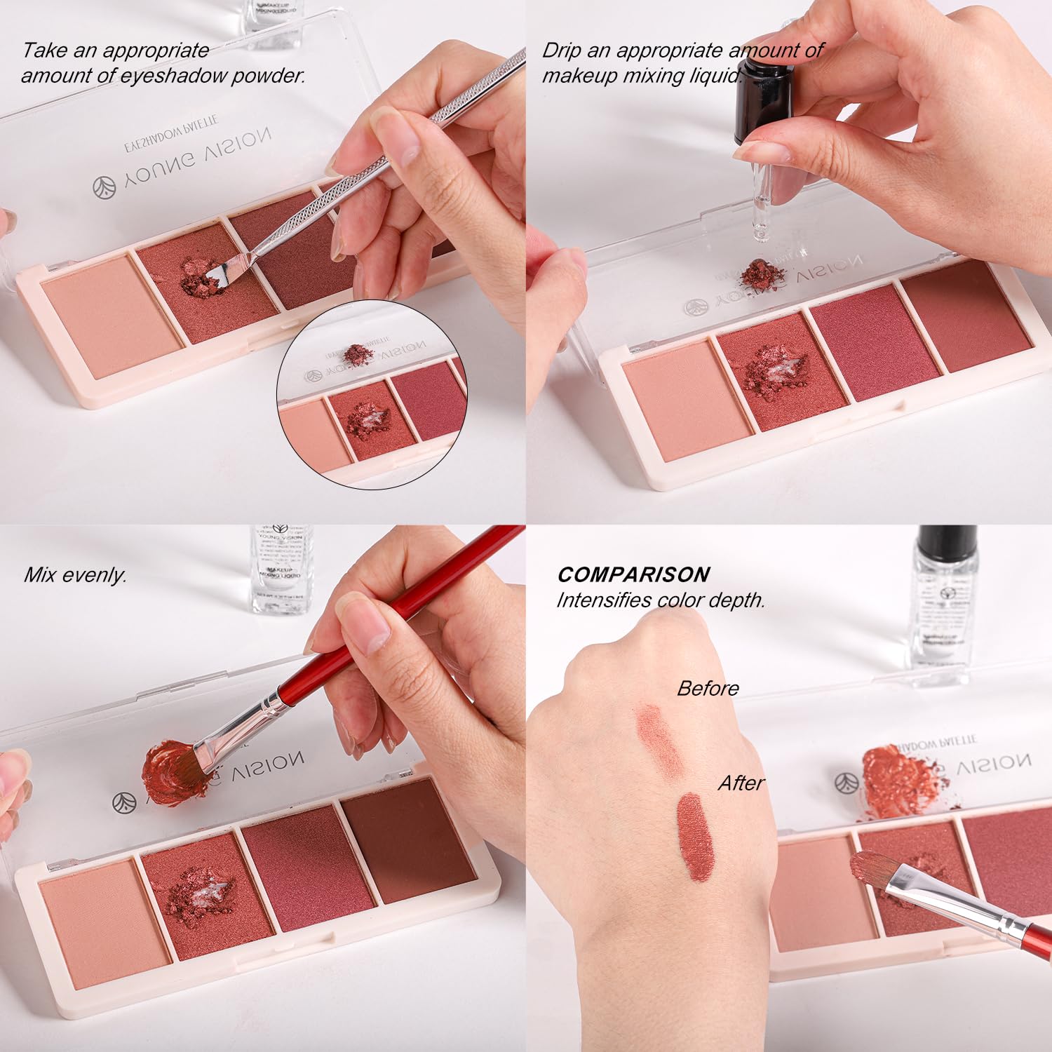 Líquido de mezcla de maquillaje - Medio de mezcla de sombra de ojos/base, sellador de delineador, potenciador de pigmentos, adhesivo con purpurina, convertidor de maquillaje personalizado 3