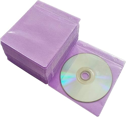 Miniatura 5 de Paquete de 100 fundas de alta calidad para CD y DVD, material grueso no tejido de doble cara para almacenamiento de CD y DVD, estuche de disco (azul)