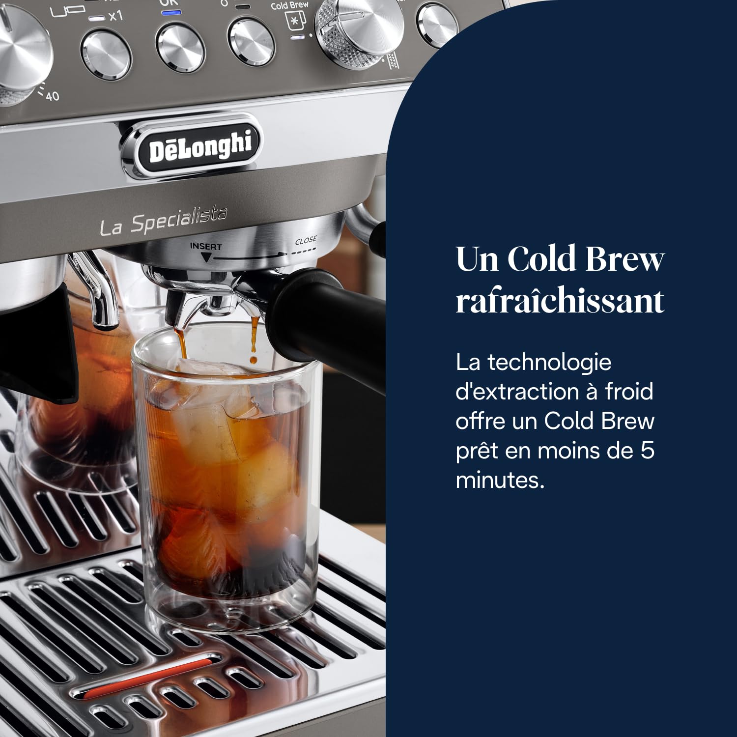 De'Longhi La Specialista Arte Evo EC9255.T Machine à Café en Grains Manuelle avec Fonction Cold Brew, Mousseur à Lait Manuel My Latte Art, Inclus Kit de Barista, Contrôle de Température, 1450W, Titane