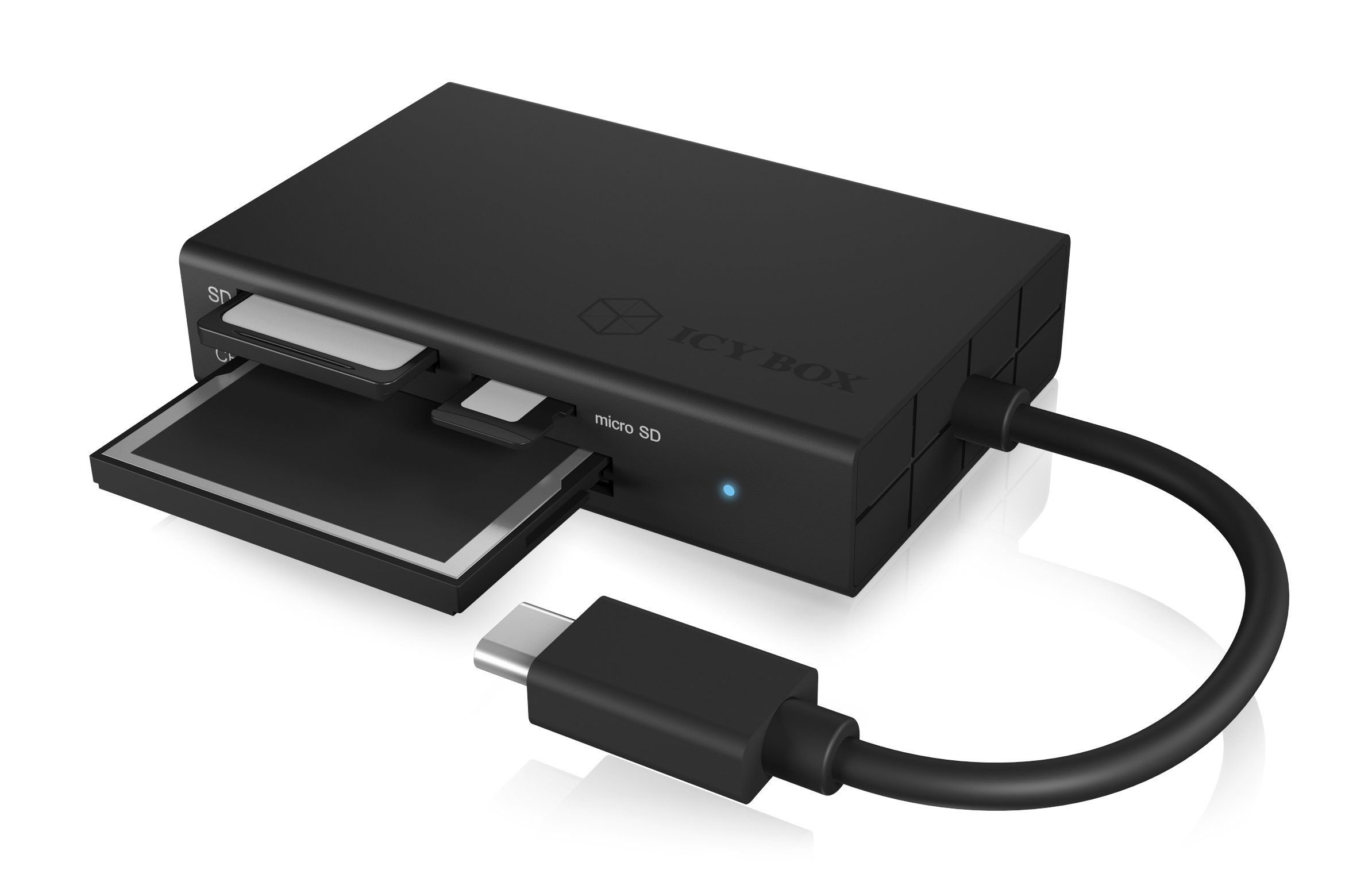 ICY BOX IB-CR401-C3 Lettore Di Schede Multi-tasto USB Type-C 3.0 – Alloggiamento In Alluminio, Supporto SD UHS-II Fino A 300 MB/s