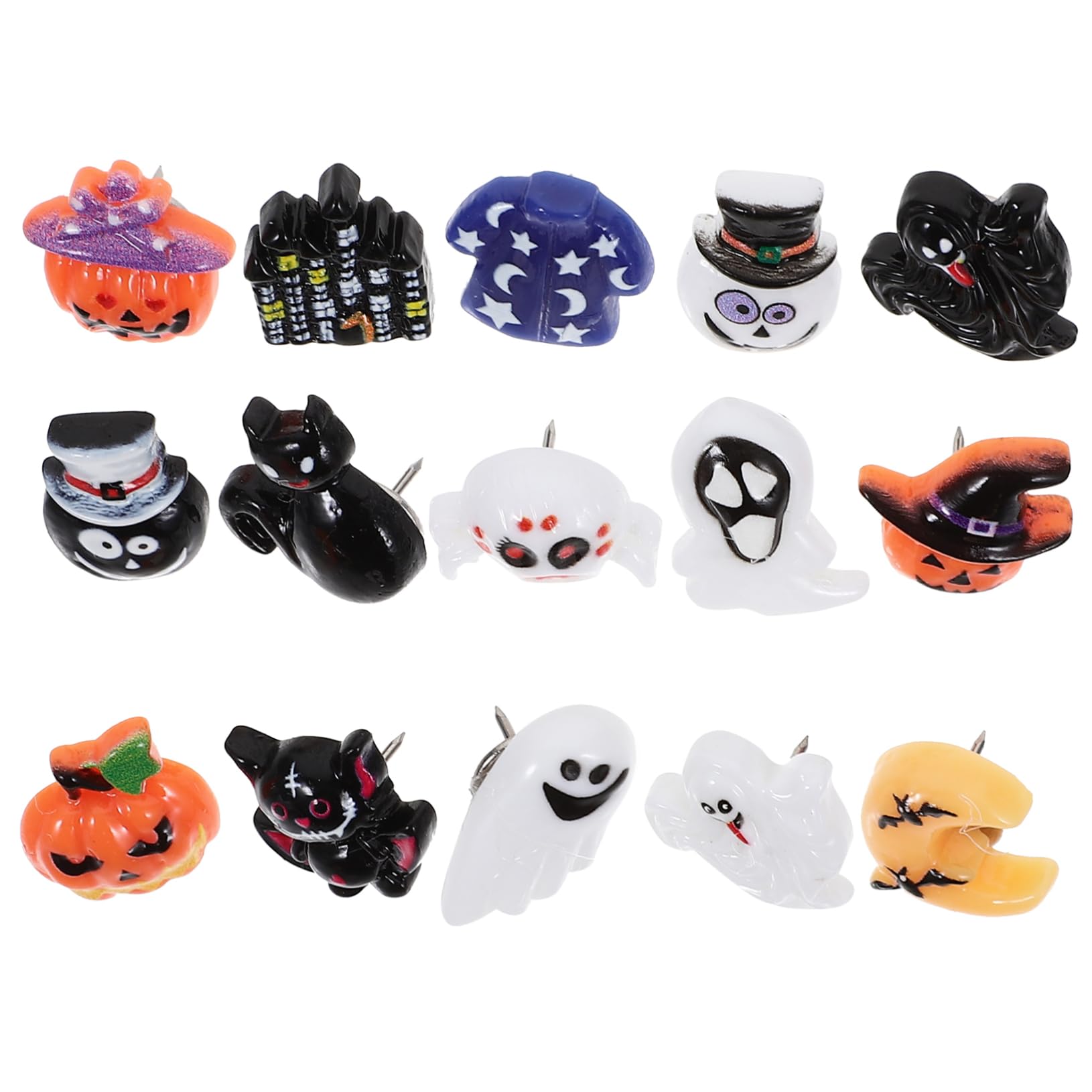 Lot De 4 Boîtes De Punaises Décoratives pour Affiches De Bureau Décoration De Carte Pot Punaises pour Photos Épingles d'halloween Autocollants Anneau De Fidget DIYEAH