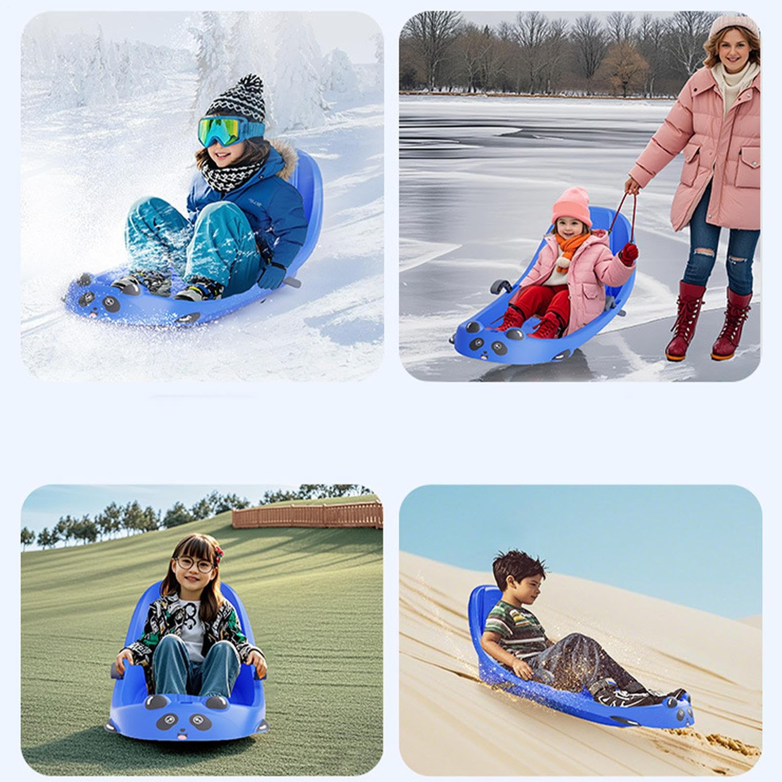 Luge de Neige pour Ergonomique et Familial | Luge Équipée d'un Frein Intégré pour les Petits Pour et Garçons par Temps Froid sur Collines Enneigées au Parc Jardin et