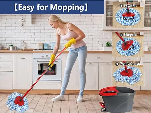 Miniatura 5 de EasyWring - Paquete de 2 cabezales de repuesto para trapeador giratorio OCedar, repuestos de mopa giratoria de microfibra, repuesto de cabezal de