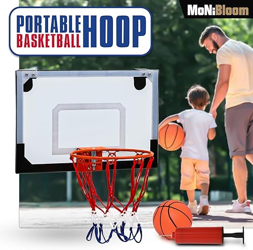 Miniatura 9 de MoNiBloom Aro de baloncesto montado en la pared, tablero transparente de 18 x 12 pulgadas, mini aro deportivo de baloncesto para adultos, para