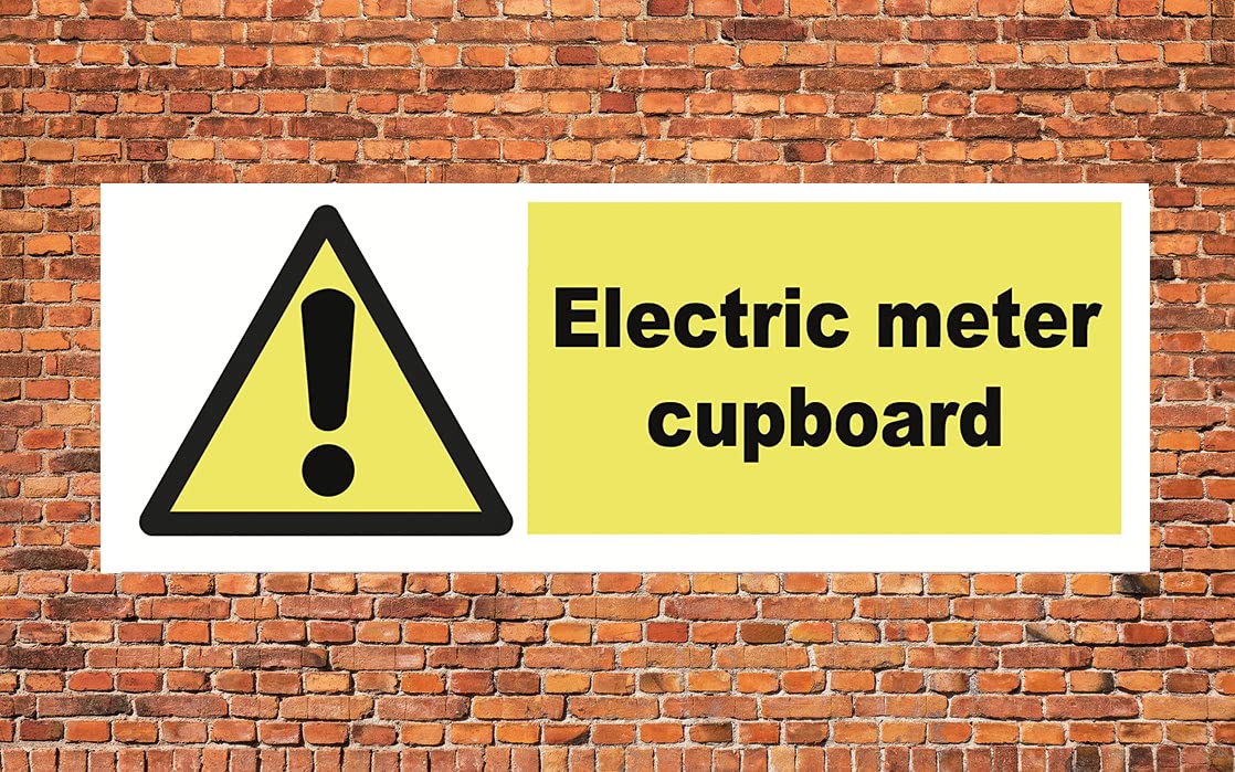 Chicbanners Warning Electric Meter Cupboard Danger Caution Sign Self-Adhesive Gloss Sticker 165mm x 65mm Vinyl