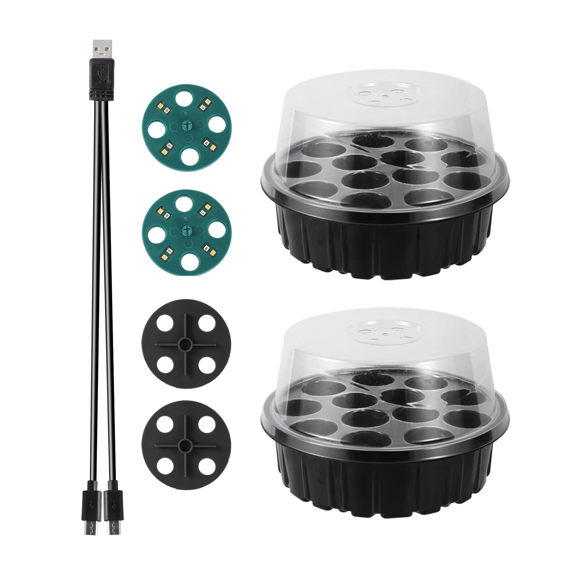 LED Pflanzenlichter Sämlingsschalen Kit Hohe Abdeckung Propagator Wachsendes Tablett Samen Starter Set Garten Gemüse und Obst(03)