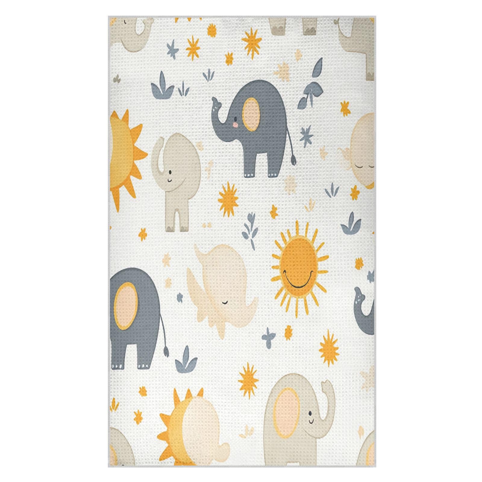 BURSTDDY Cartoon Elephant Kitchen Towels,Absorbent Dish Towels 1 Pack