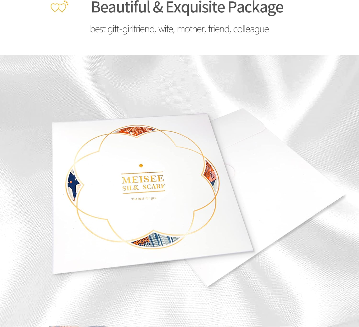 MEISEE 100% Pure Mulberry Silk Scarf 27"'x27(in) Square Scarf Head Scarf Neck scarf Headscarf for Women with Gift Packed - Image 6