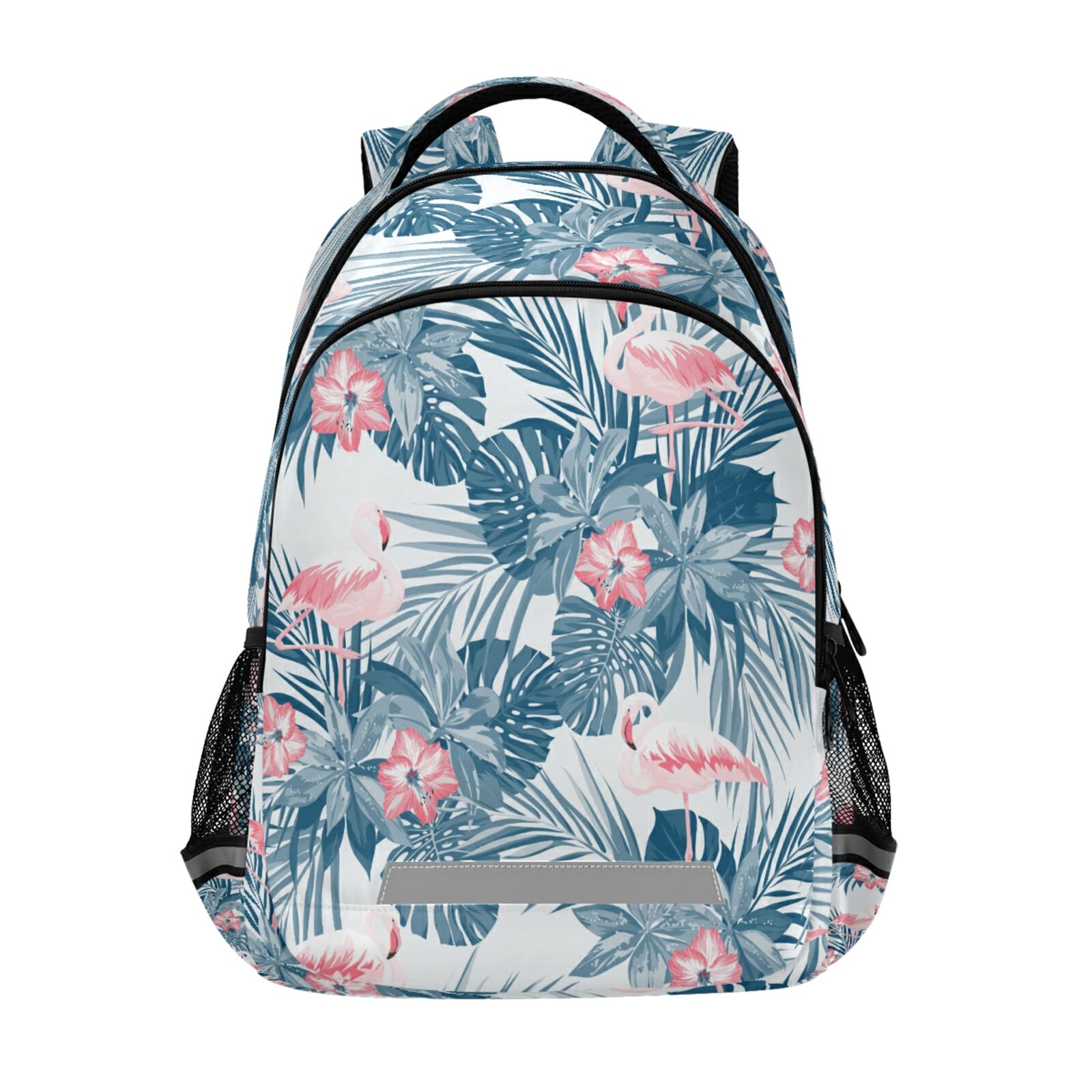 Sacs cartable à dos imprimé feuillage et flamant pour garçons et filles - 8