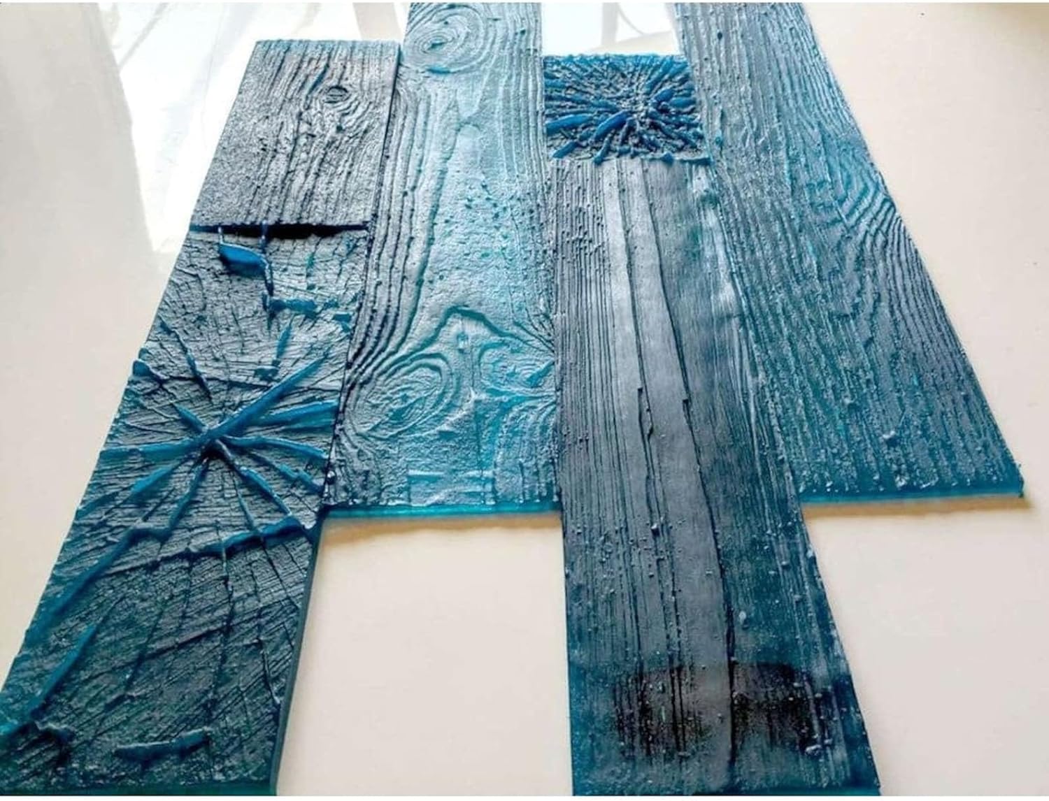 Set of 2 Polyurethane Mat Stamps Old Tree for Imprint on Concrete, Cement and Plaster, Clear Floor Finish, 26.97 x 12.99 x 0.39 Inch