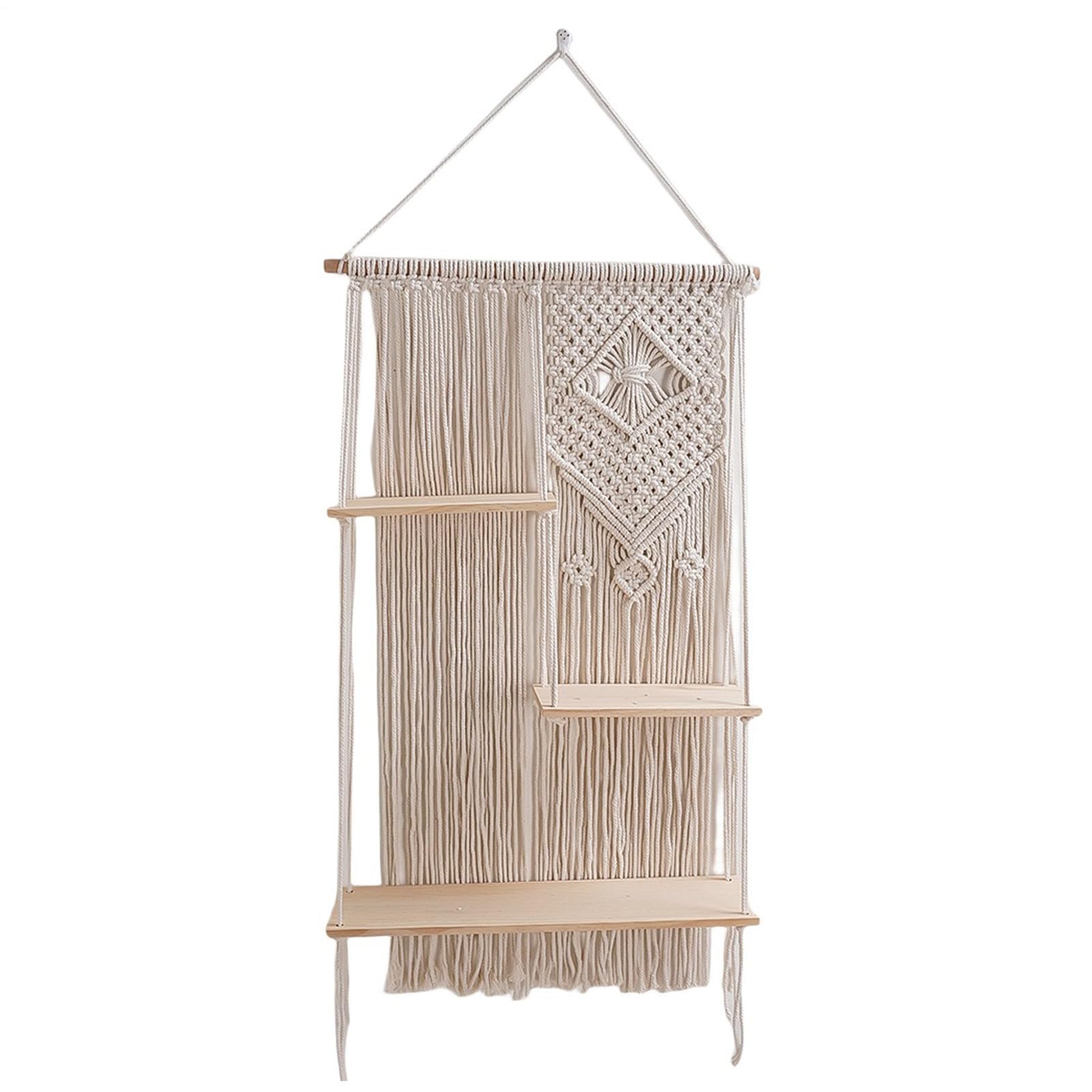 Boho Wandregal – Makramee- mit 3 Ebenen, schwimmende Halterung