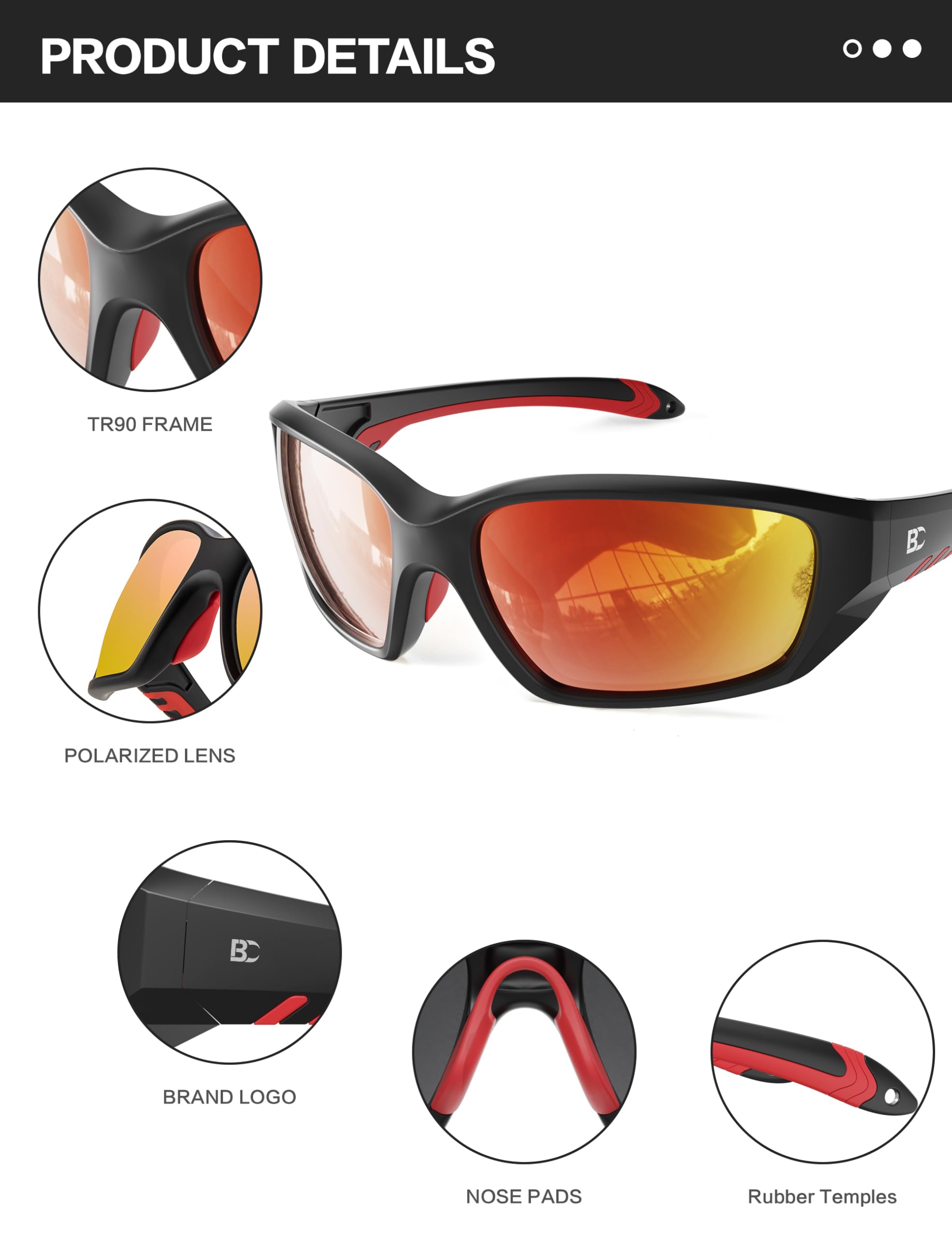 Polarisierte Sport-Sonnenbrille für Herren und Damen: UV-Schutz für Angeln, Fahren, Radfahren, Laufen