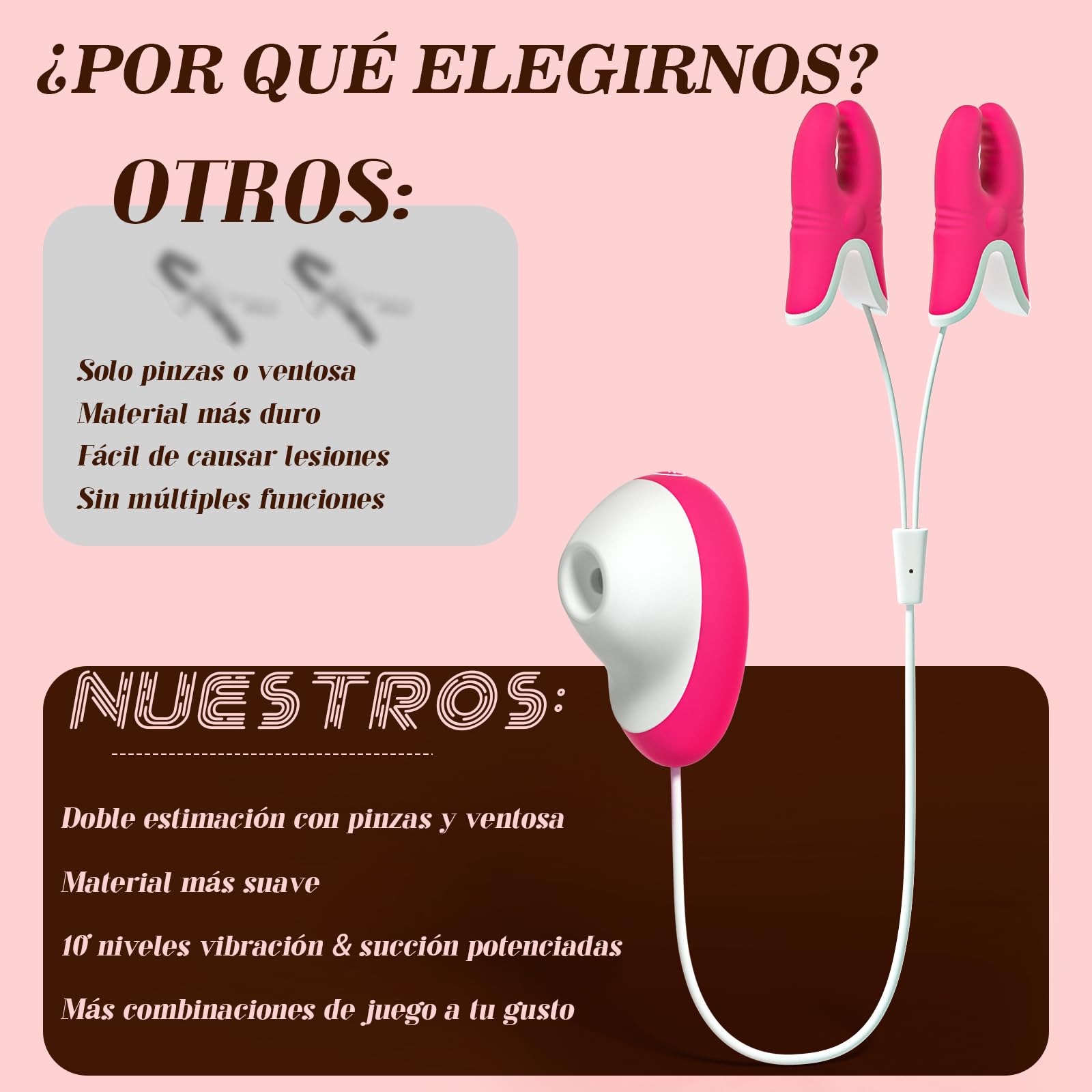 Vibrador Pinzas para Pezones Estimulador Succionador de Clítoris Vagina Femenino, Vibradorador Mujer Juguetes Eróticos para Pareja Sexuales, Sexo Consoladores Sex Toys Vibradores con Vibración Toy