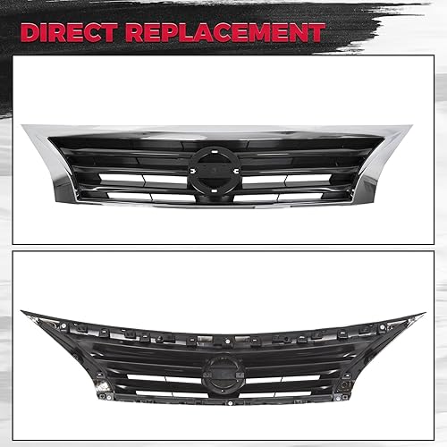 Miniatura 3 de HECASA Parrilla de parachoques delantero compatible con Nissan Altima 623103TA0A NI1200250 2013 2014 2015 rejilla superior cromada negro inserto